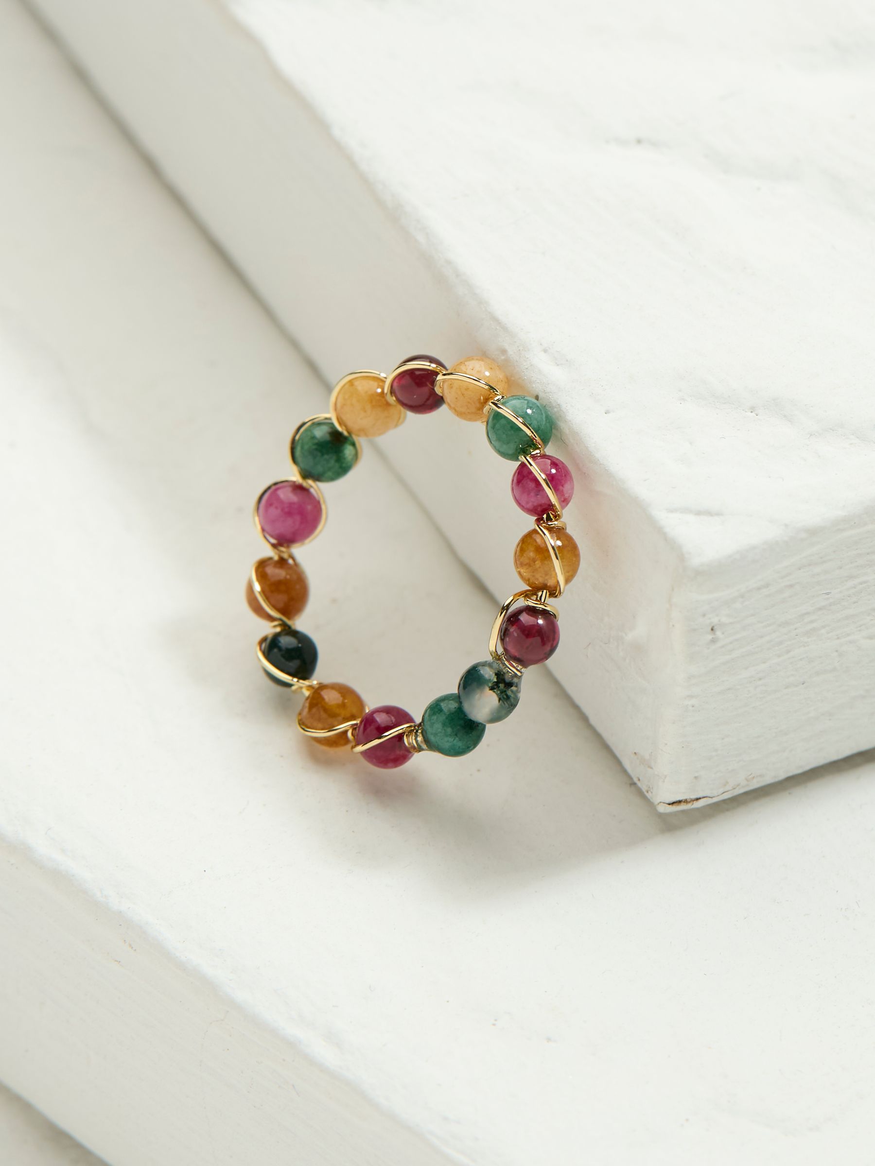 Multi Semi Precious Stone Adjustable Ring - Image 2 of 3