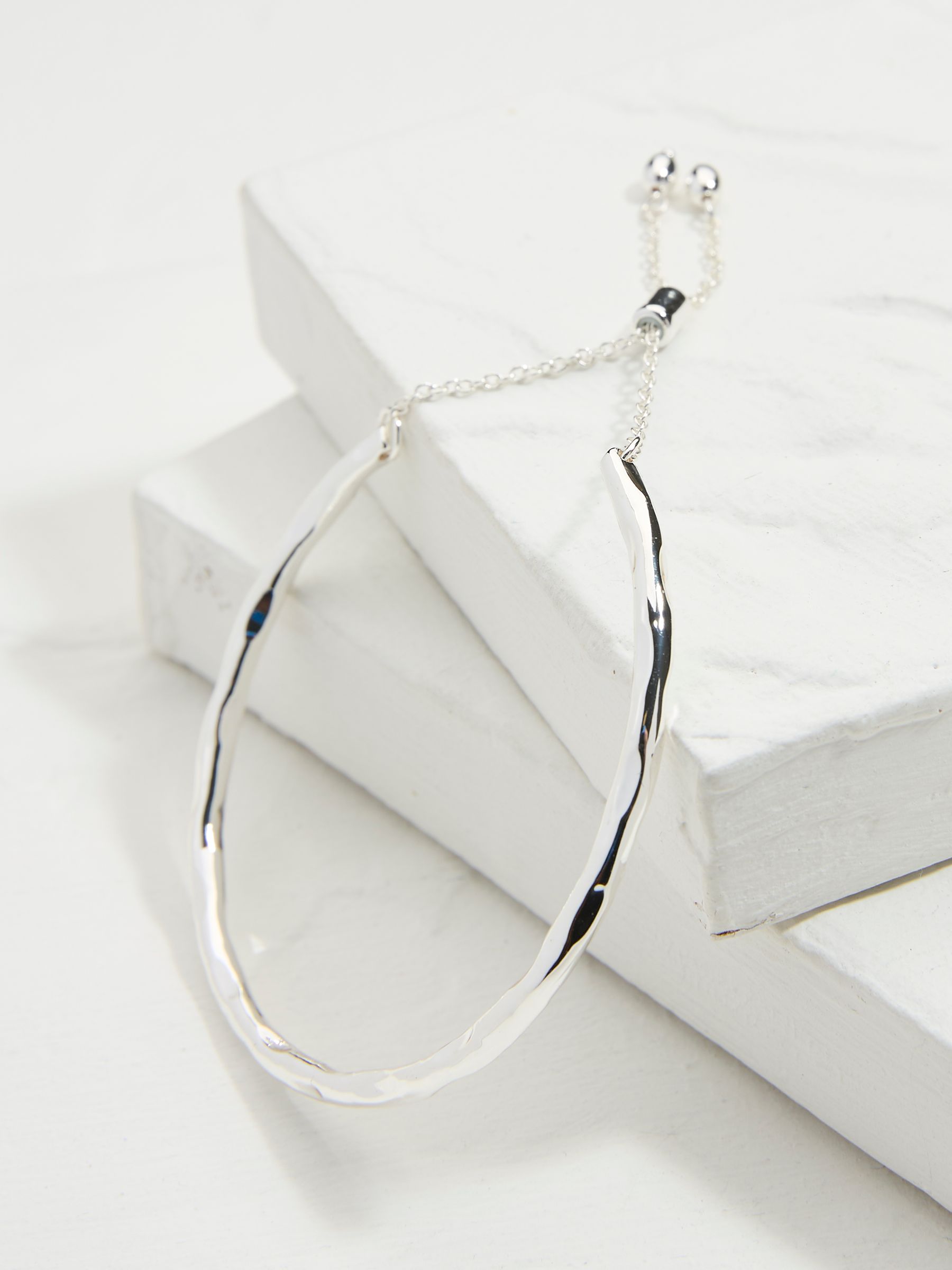 Silver Tone Adjustable Hammered Bangle - Image 1 of 2