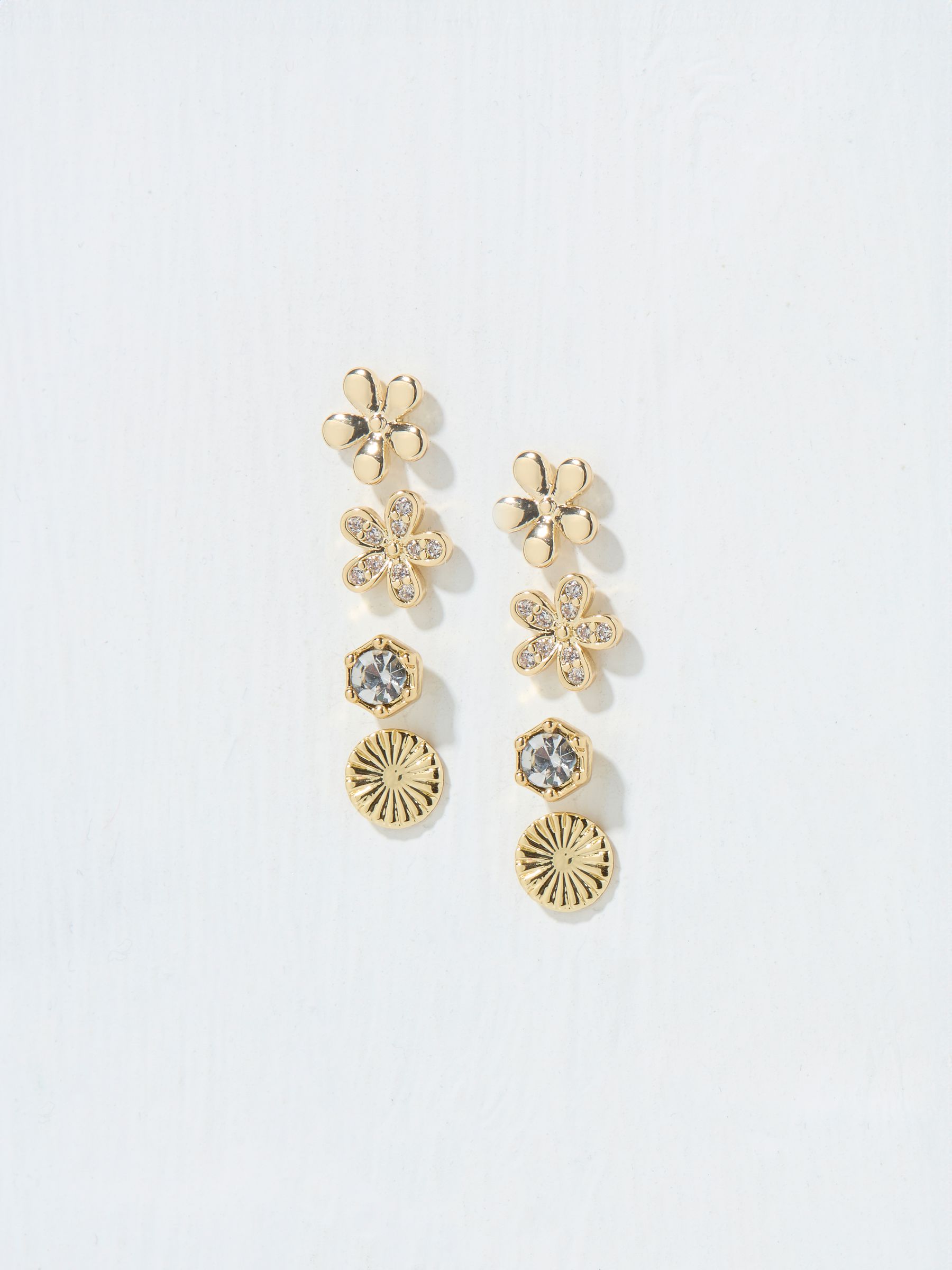Gold Tone Flower Studs - Image 1 of 2