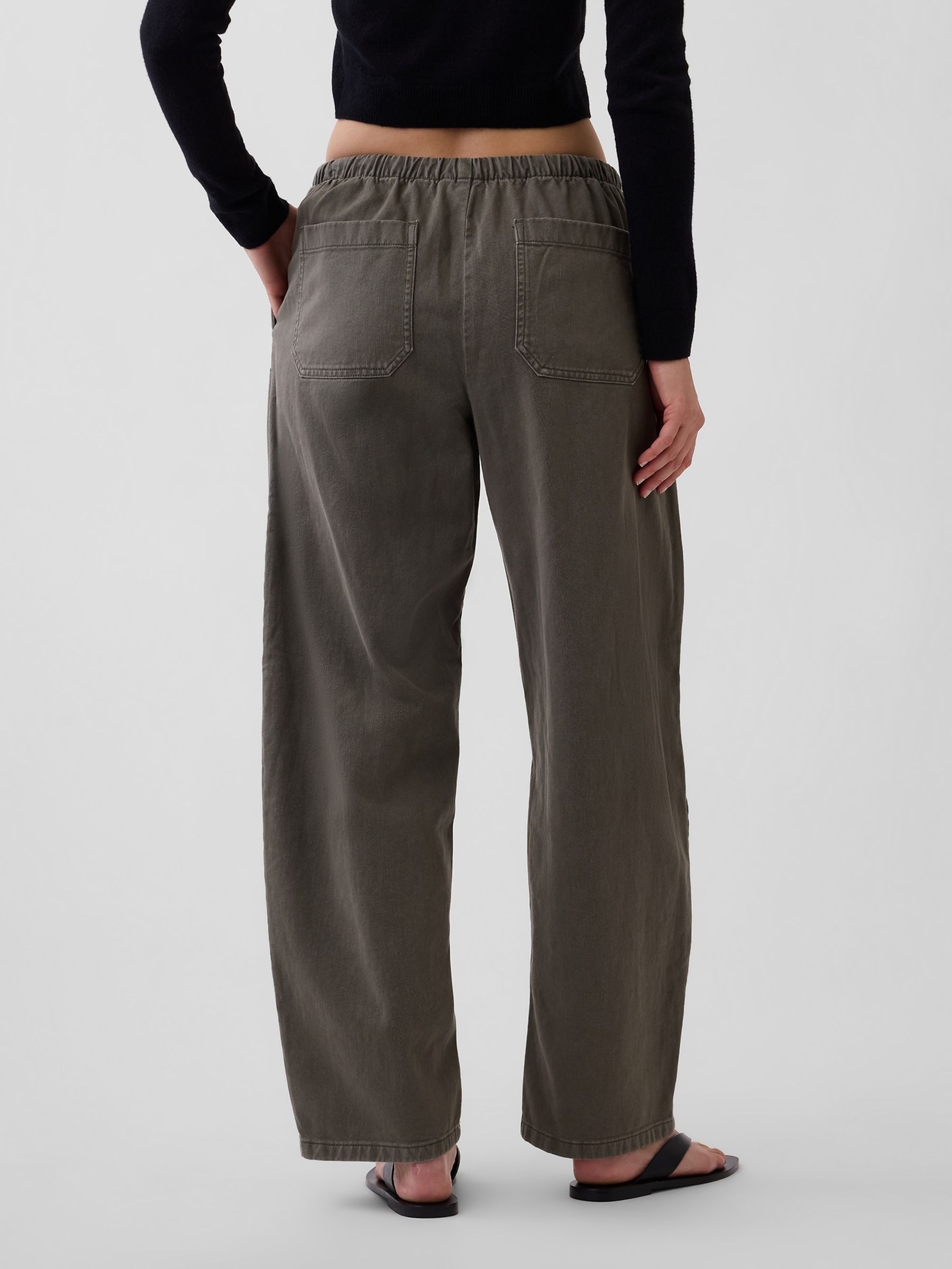 Khaki Green Easy Double-Knee Barrel Trousers - Image 2 of 5 Khaki Green Easy Double-Knee Barrel Trousers - Image 2 of 5