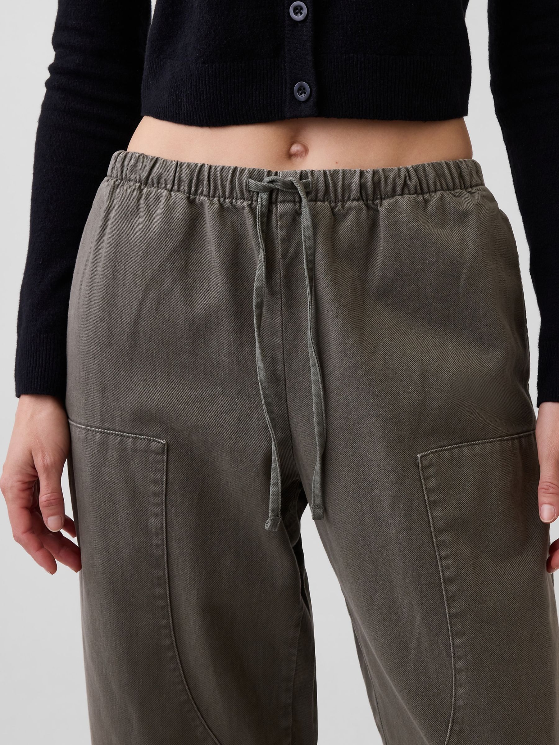 Khaki Green Easy Double-Knee Barrel Trousers - Image 5 of 5 Khaki Green Easy Double-Knee Barrel Trousers - Image 5 of 5