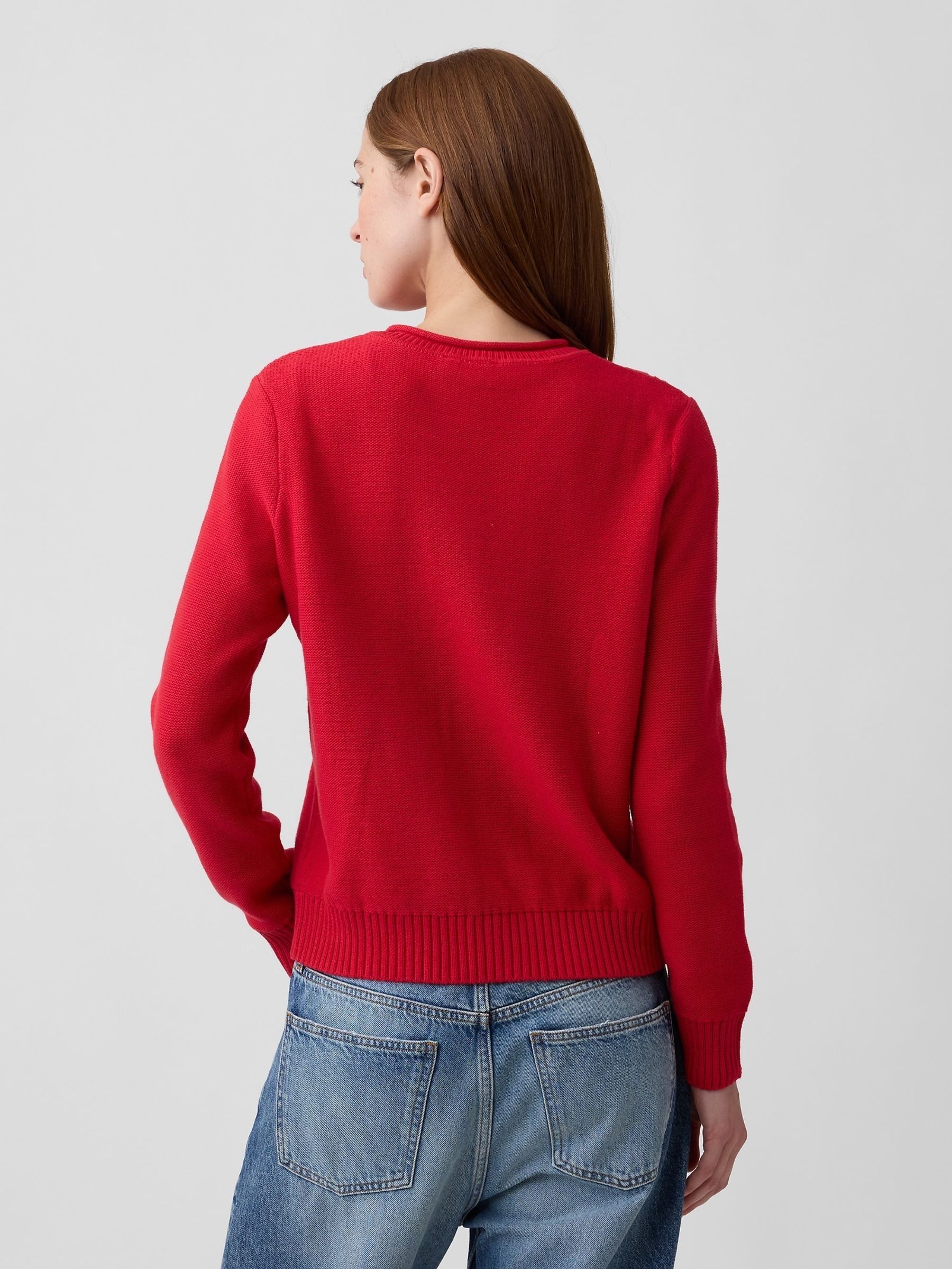 Red Rolled Neck Cable-Knit Jumper - Image 2 of 4