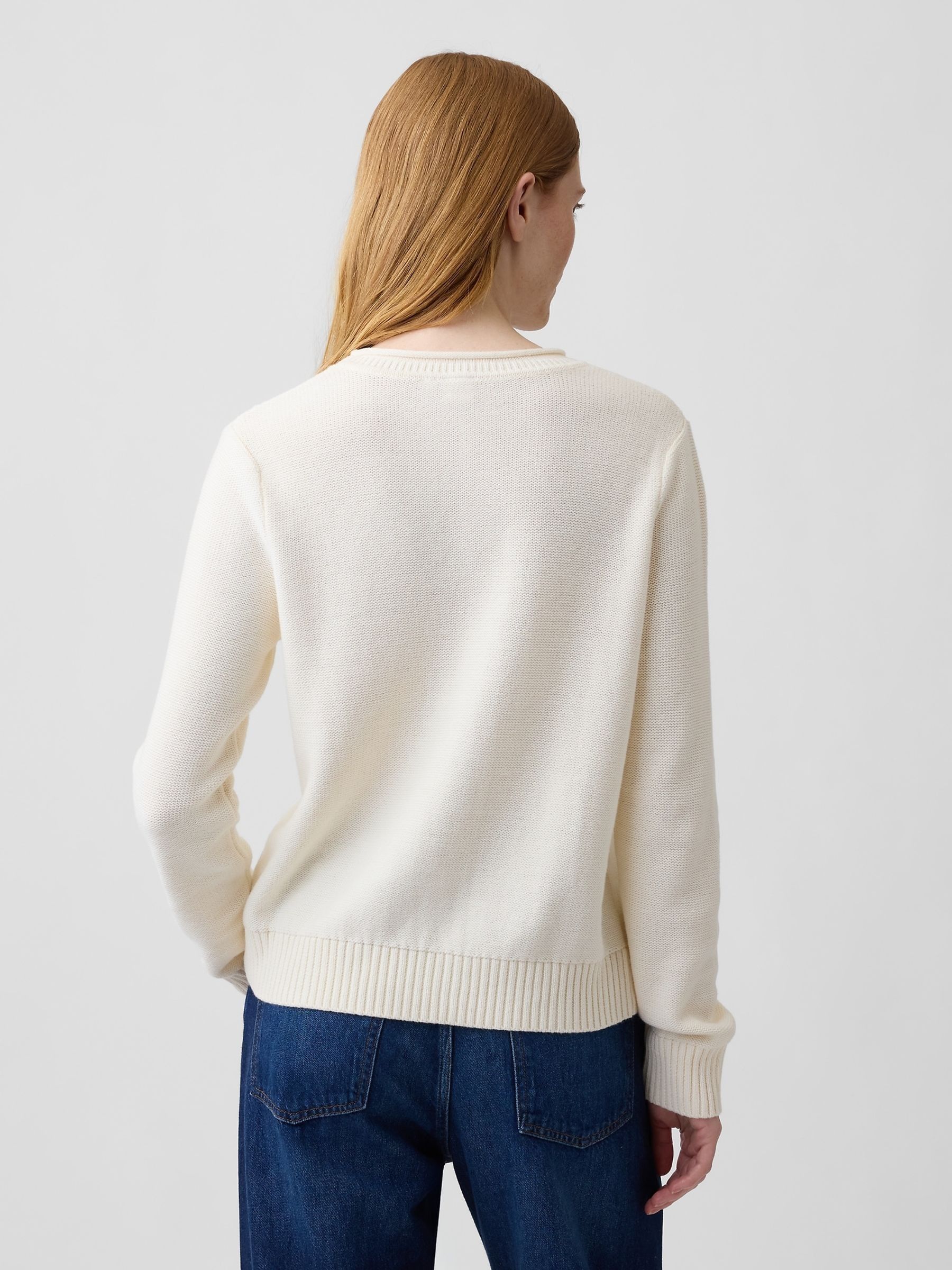 White Rolled Neck Cable-Knit Jumper - Image 2 of 4