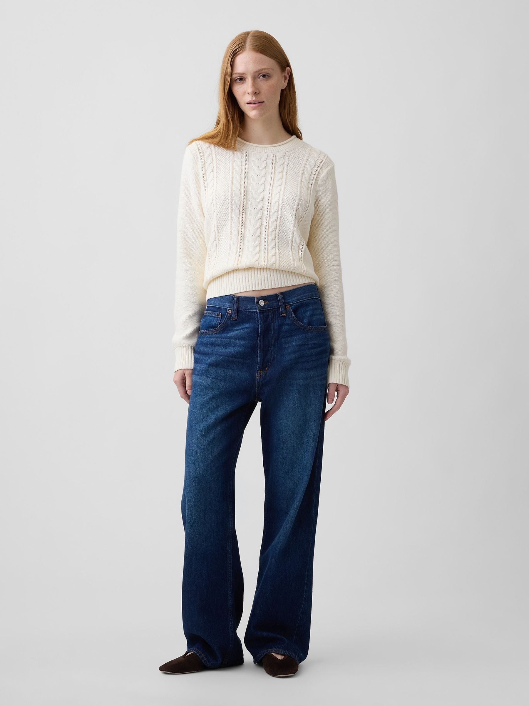 White Rolled Neck Cable-Knit Jumper - Image 3 of 4