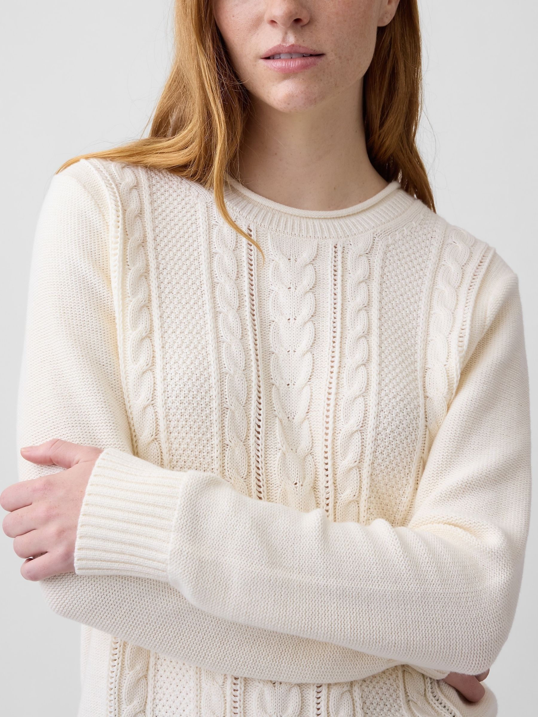 White Rolled Neck Cable-Knit Jumper - Image 4 of 4 White Rolled Neck Cable-Knit Jumper - Image 4 of 4
