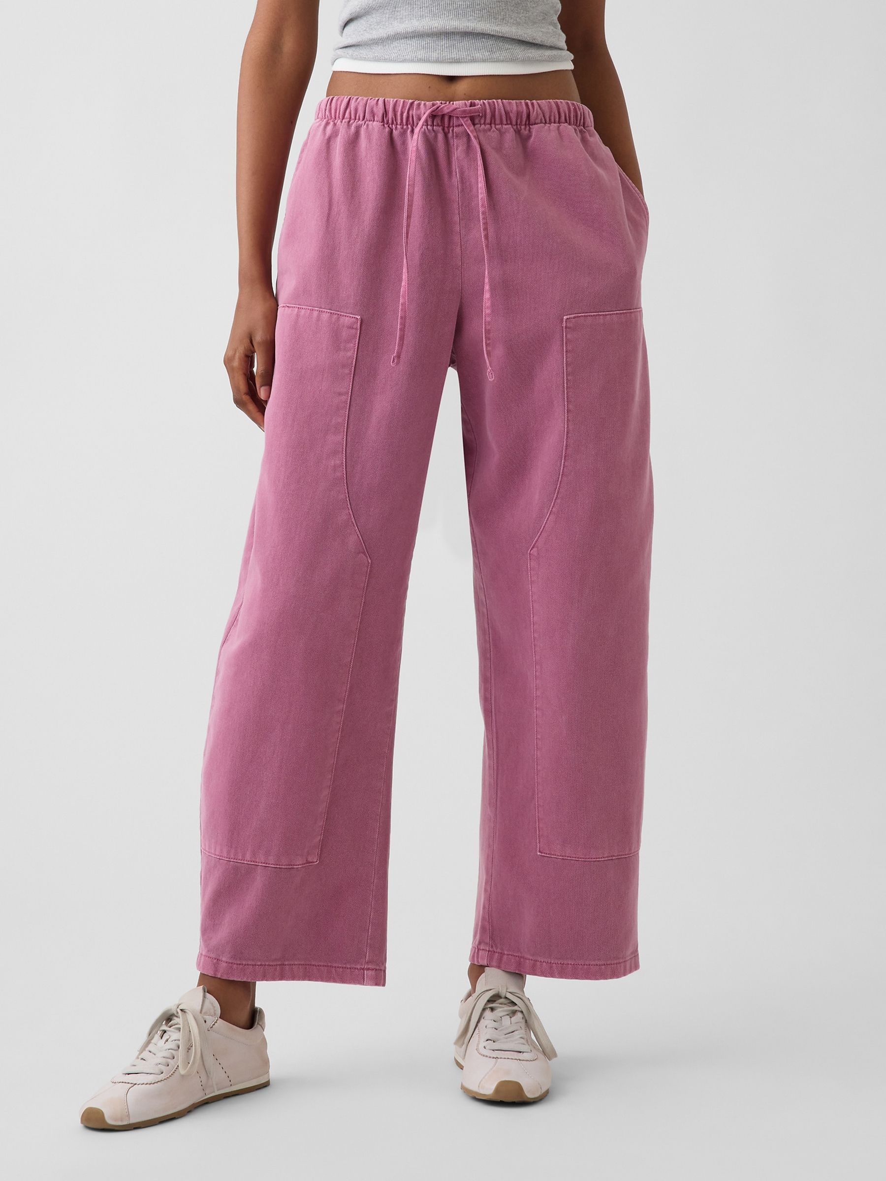 Pink Easy Double-Knee Barrel Trousers - Image 1 of 5