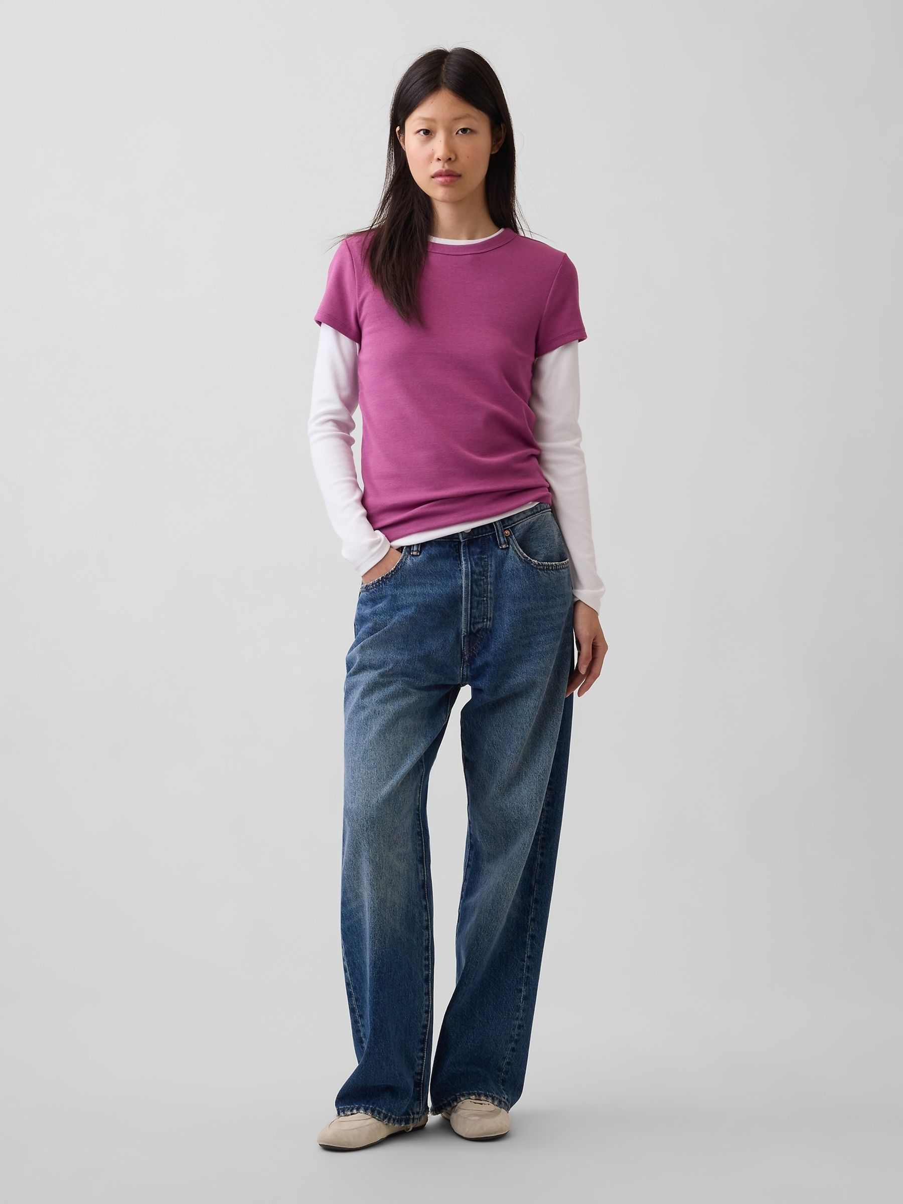 Purple Modern Crew Neck T-Shirt - Image 3 of 3 Purple Modern Crew Neck T-Shirt - Image 3 of 3