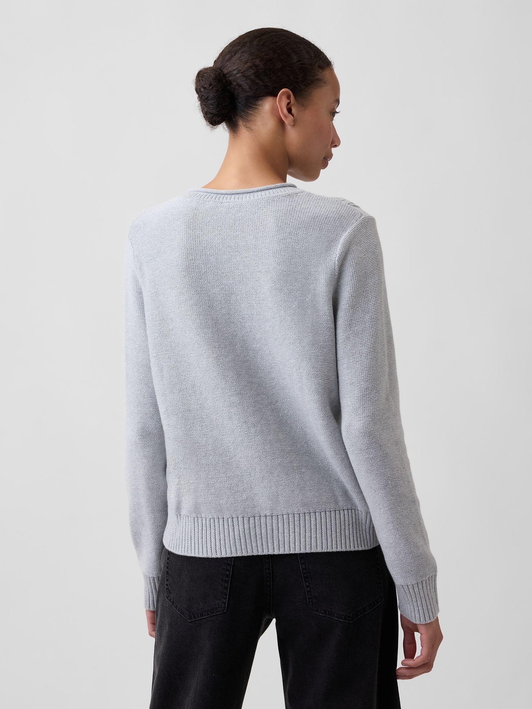 Grey Rolled Neck Cable-Knit Jumper - Image 2 of 4