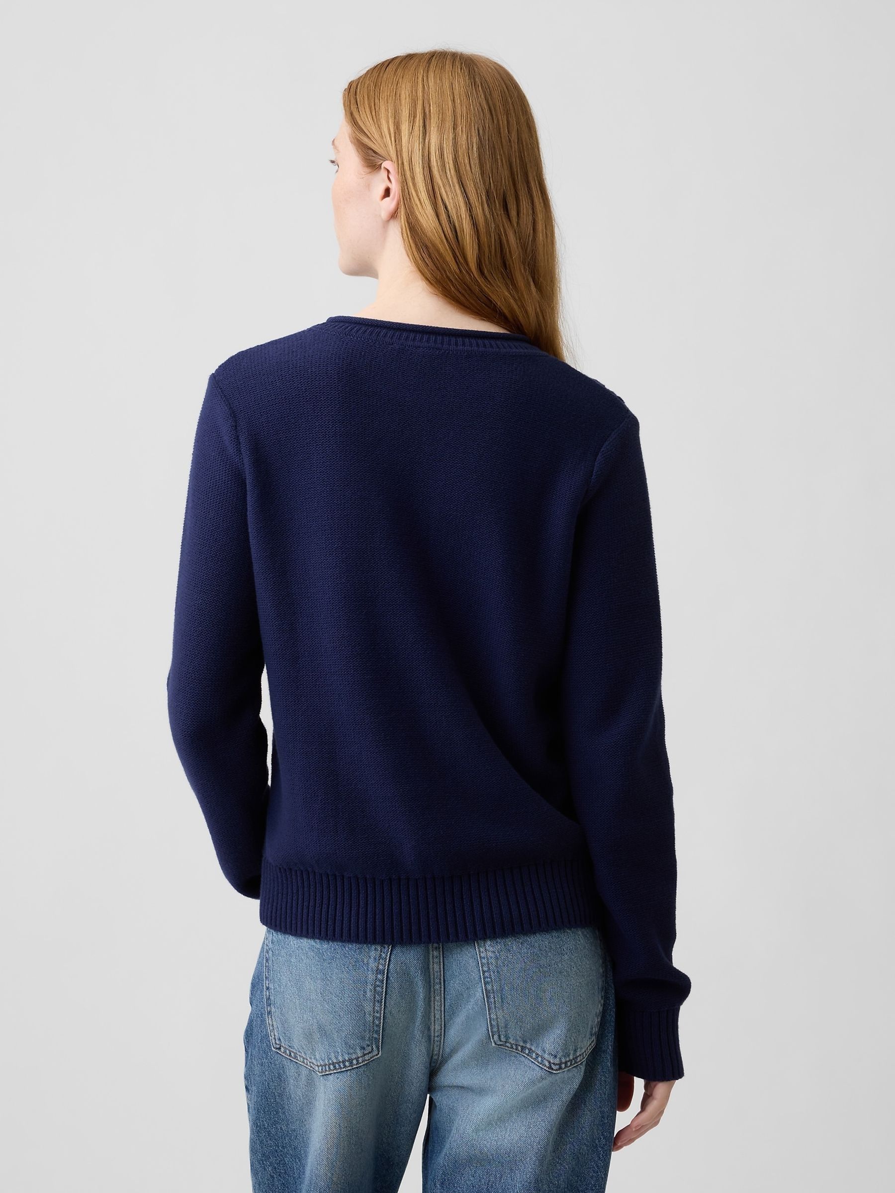 Blue Rolled Neck Cable-Knit Jumper - Image 2 of 4