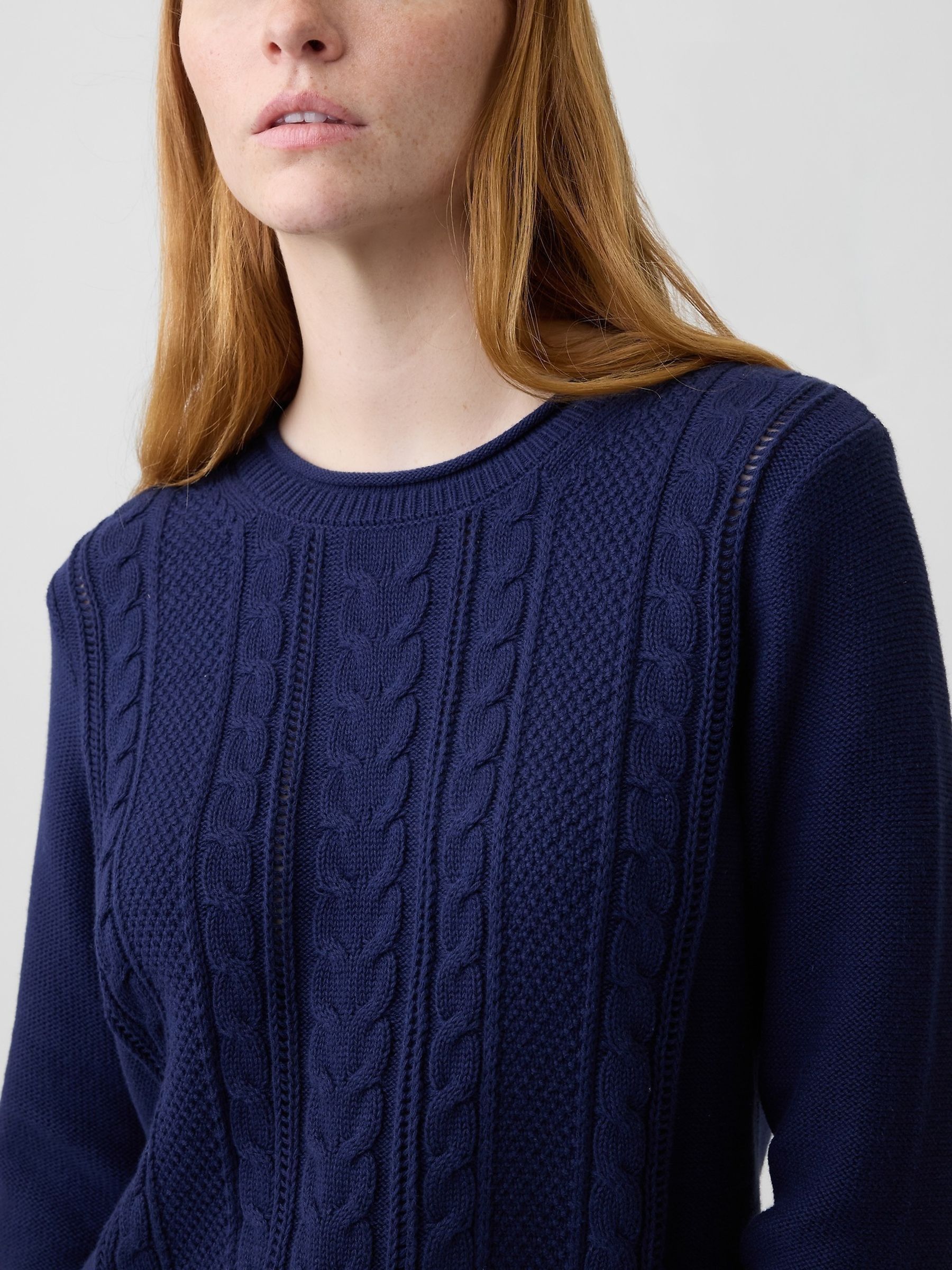 Blue Rolled Neck Cable-Knit Jumper - Image 4 of 4