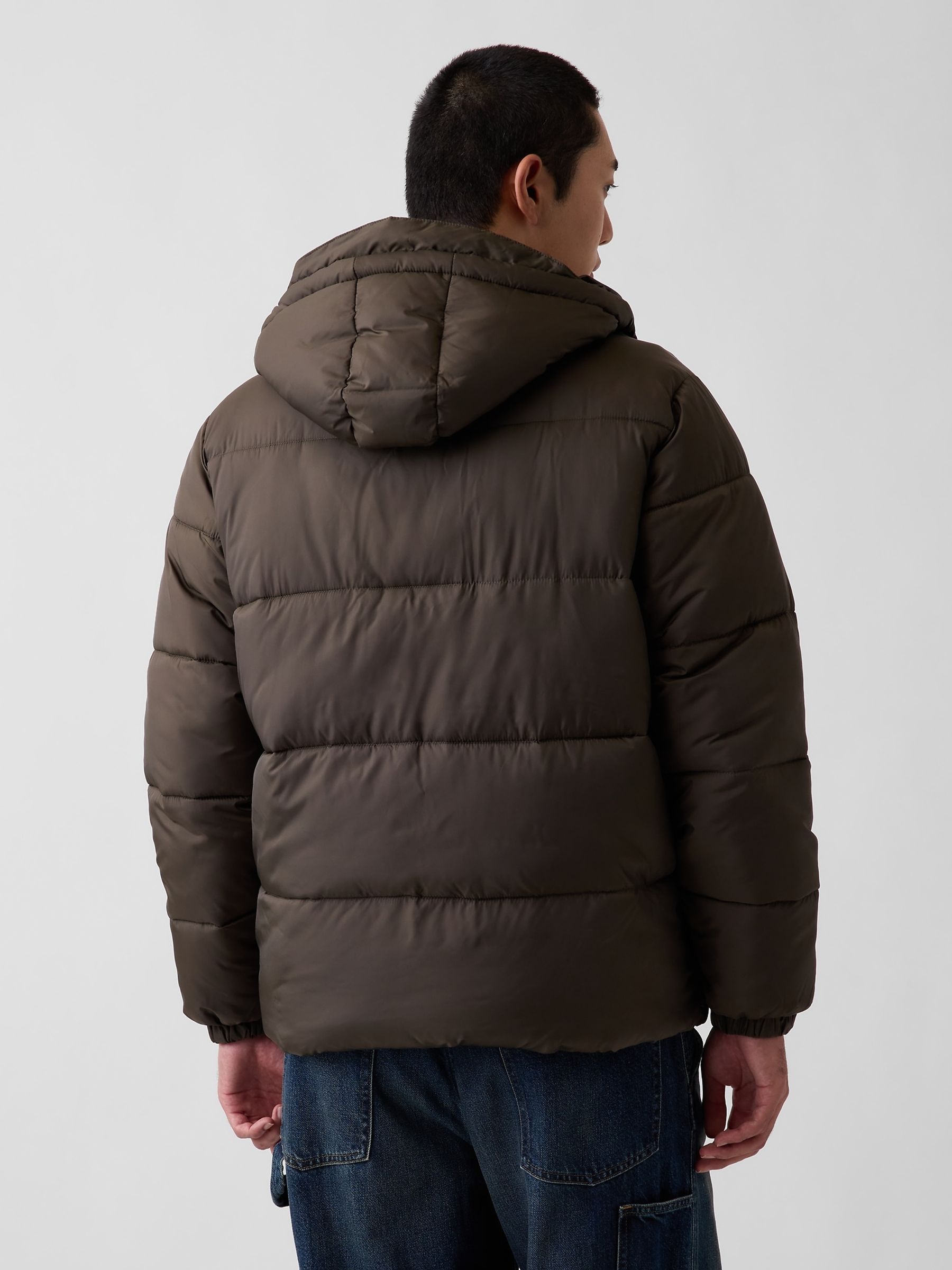 Olive Brown Heavyweight Puffer Jacket - Image 2 of 5 Olive Brown Heavyweight Puffer Jacket - Image 2 of 5