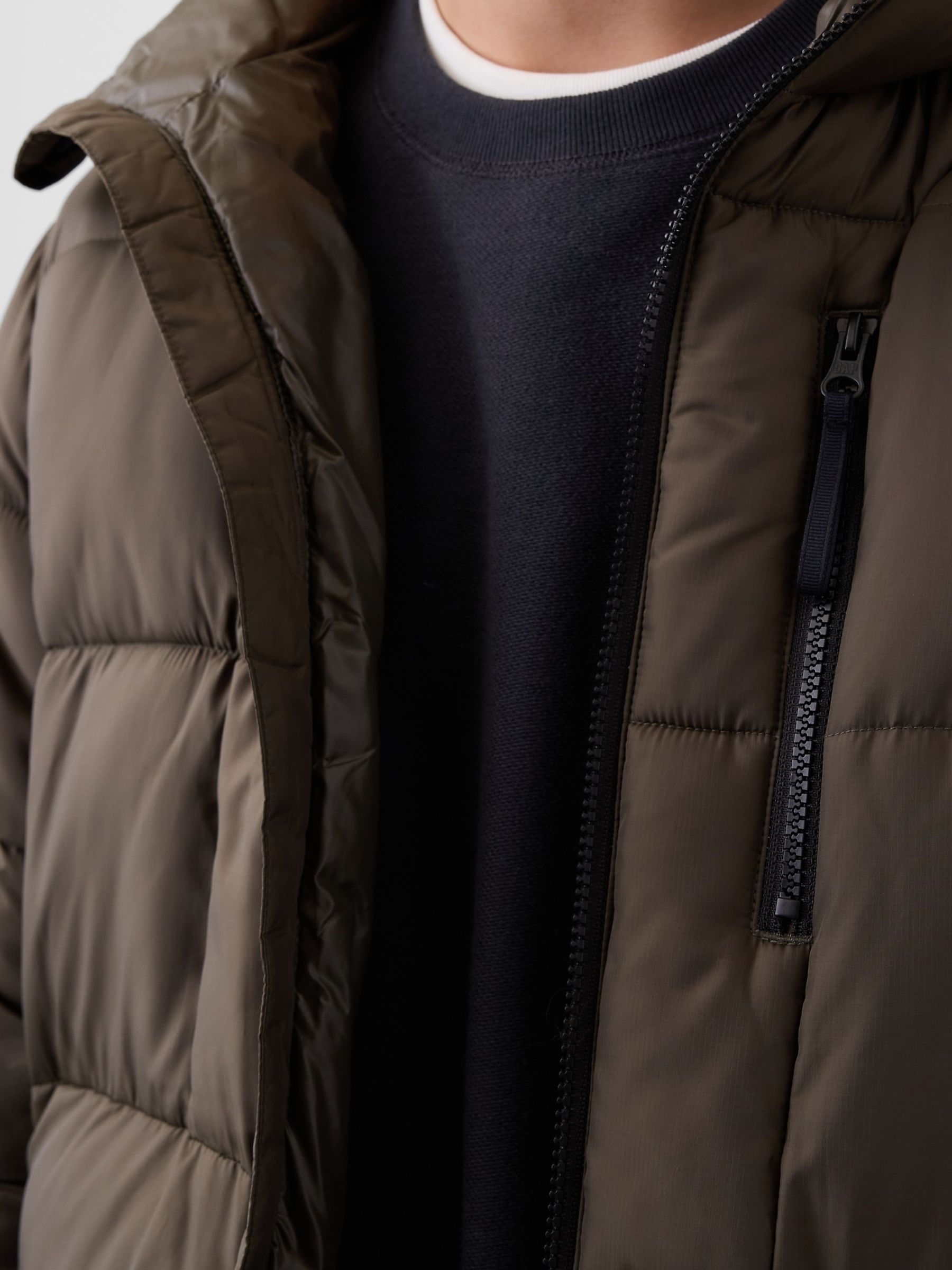 Olive Brown Heavyweight Puffer Jacket - Image 5 of 5 Olive Brown Heavyweight Puffer Jacket - Image 5 of 5