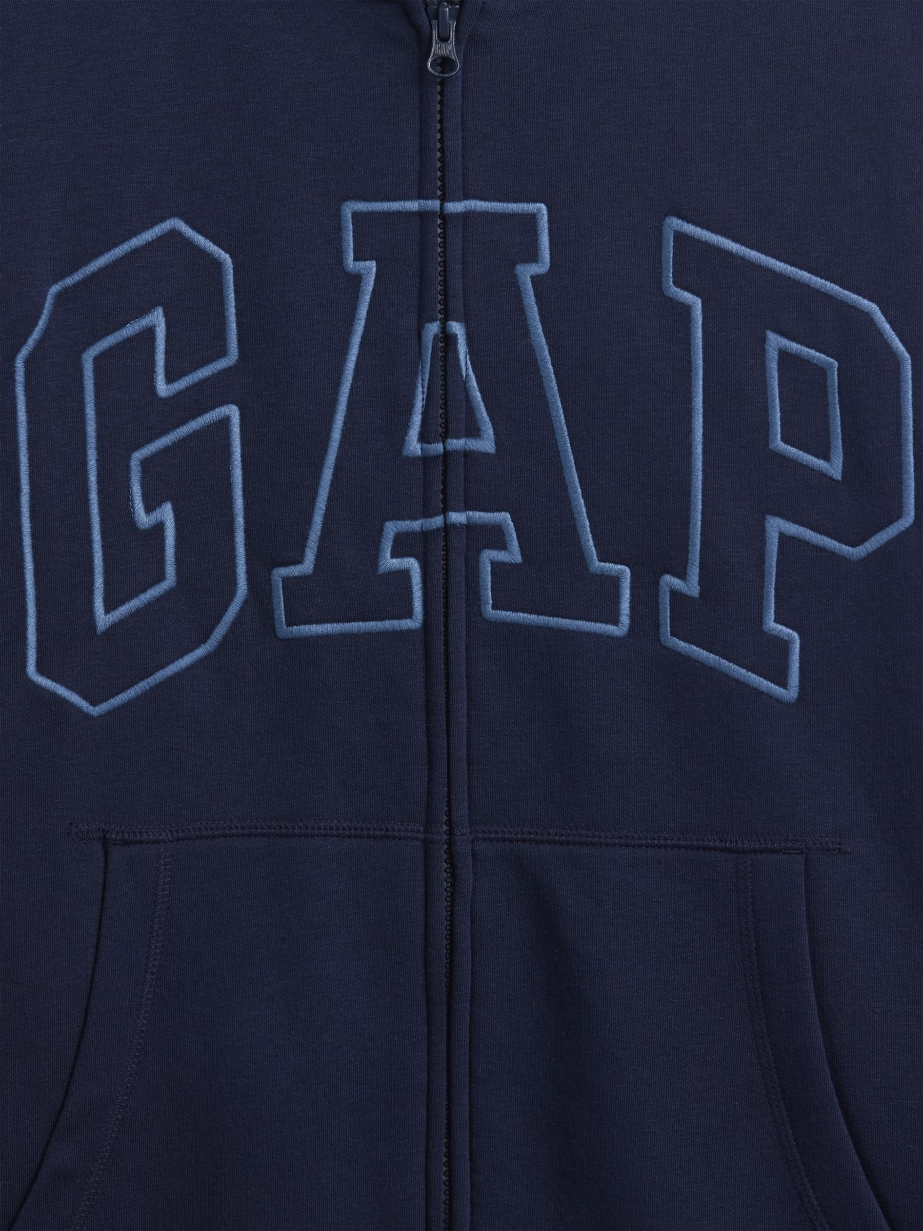 Navy Relaxed Logo Sherpa-Lined Zip-Up Hoodie - Image 4 of 4 Navy Relaxed Logo Sherpa-Lined Zip-Up Hoodie - Image 4 of 4