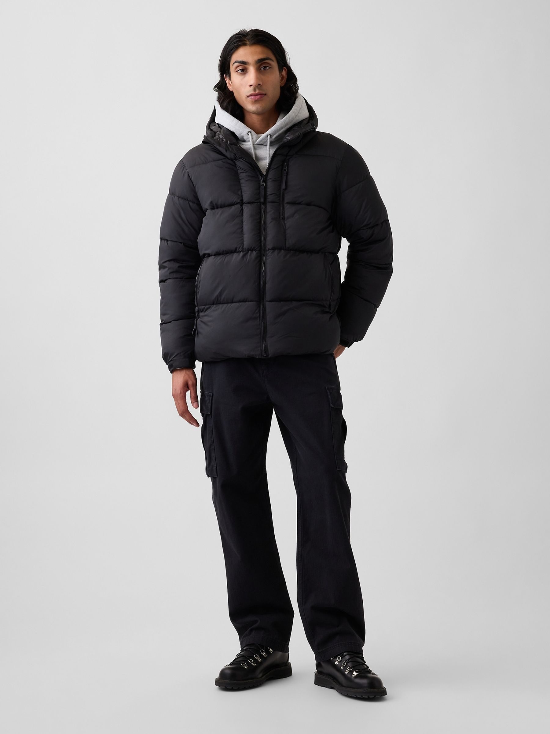 Black Heavyweight Puffer Jacket - Image 3 of 5
