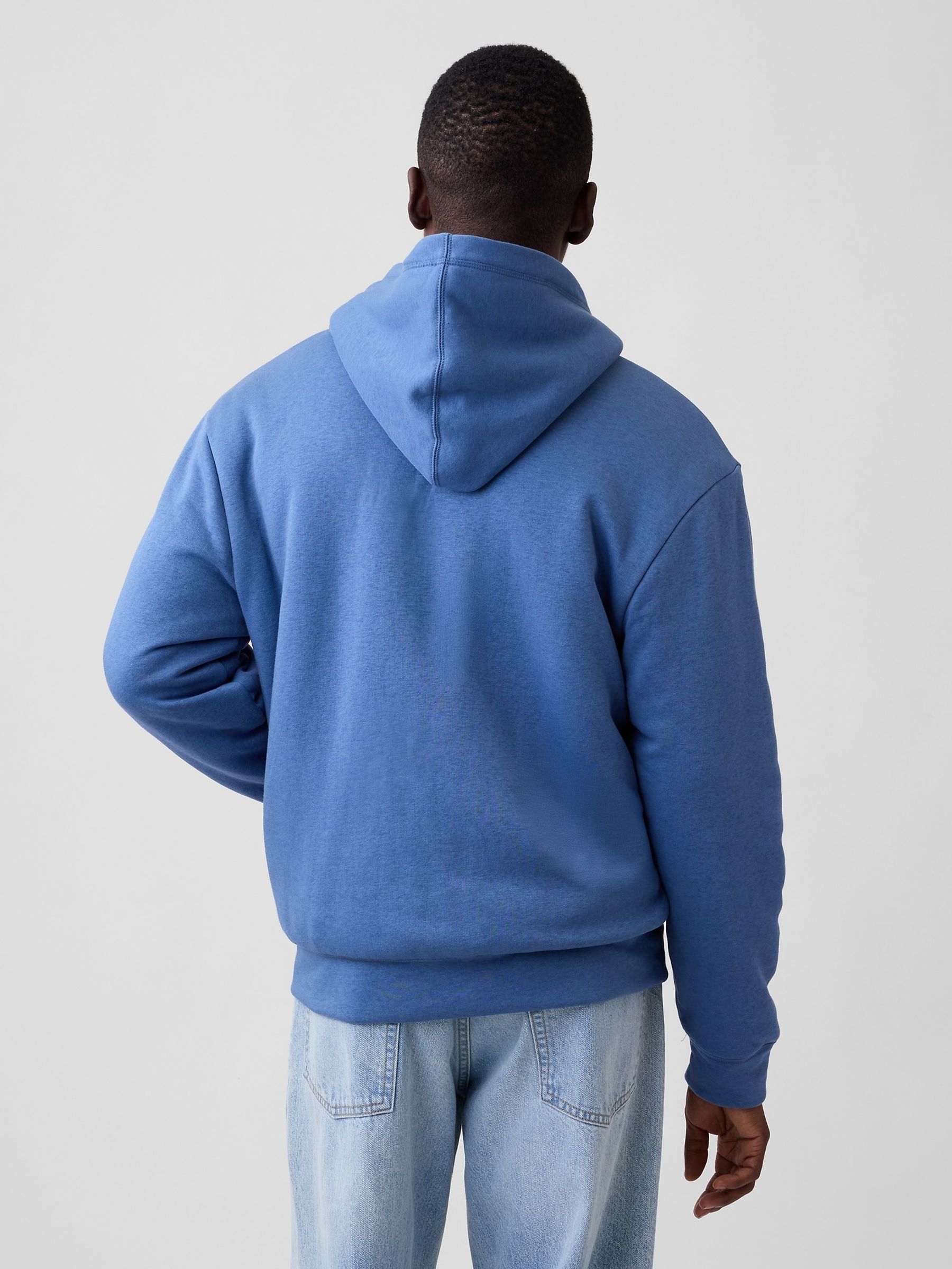 Blue Relaxed Logo Sherpa-Lined Zip-Up Hoodie - Image 2 of 4