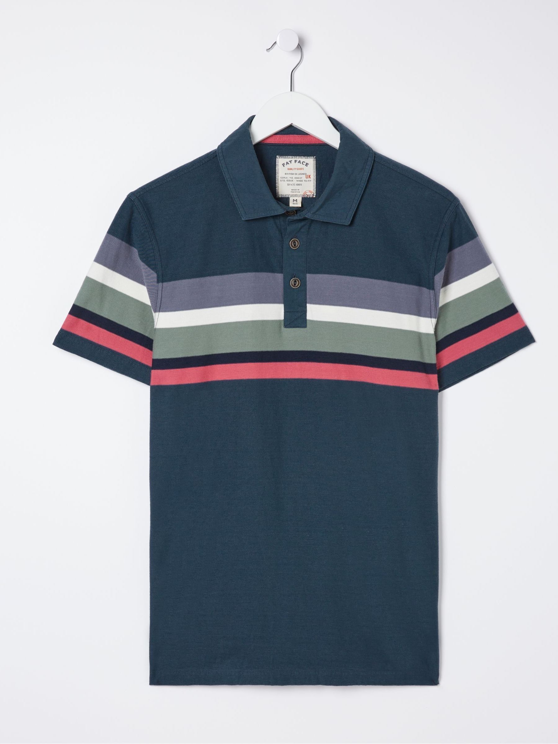 Perranporth Blue Chest Stripe Polo Shirt - Image 6 of 6