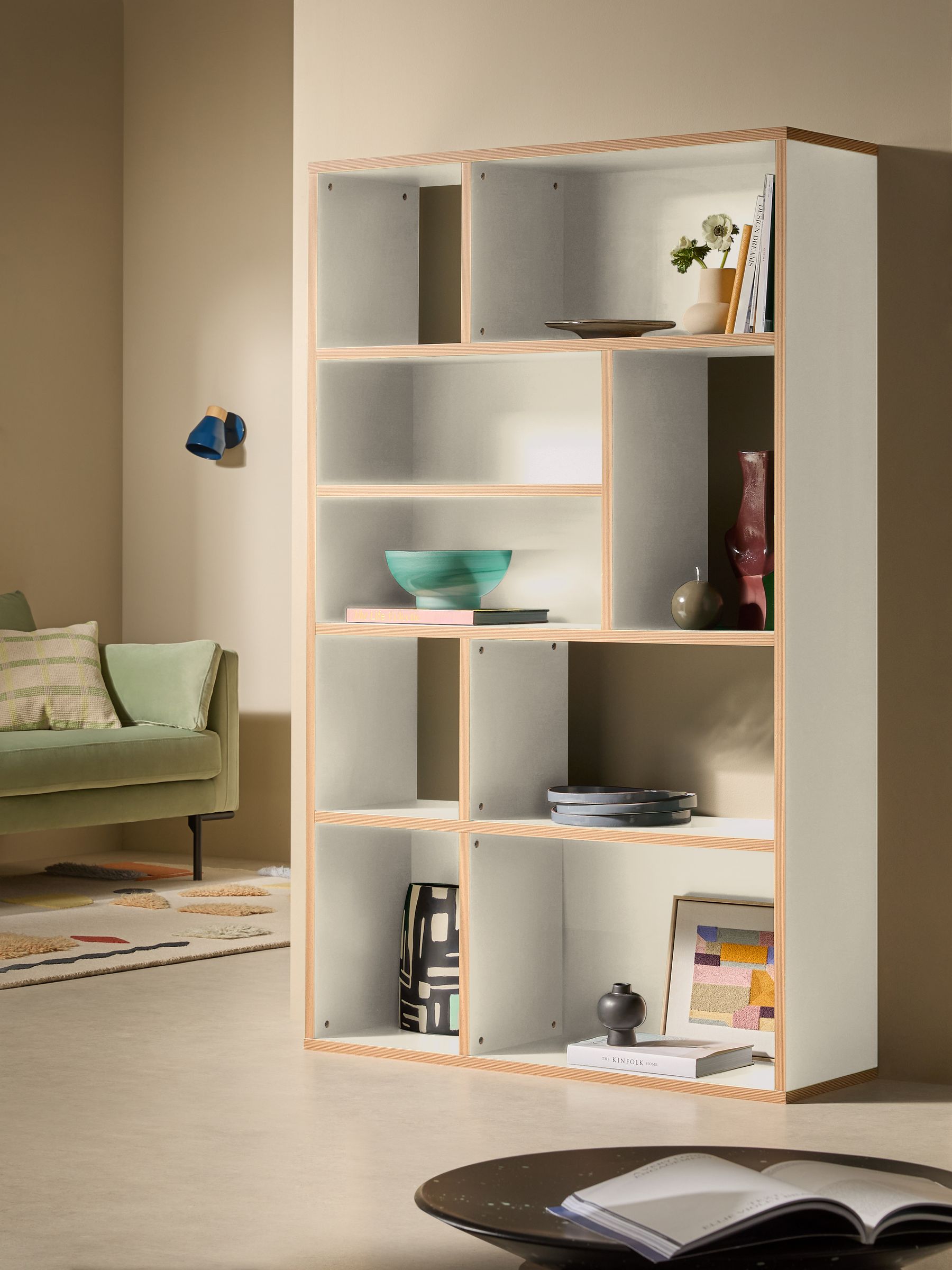 Zayla Wide Tall Shelving Unit in Grey - Image 1 of 4