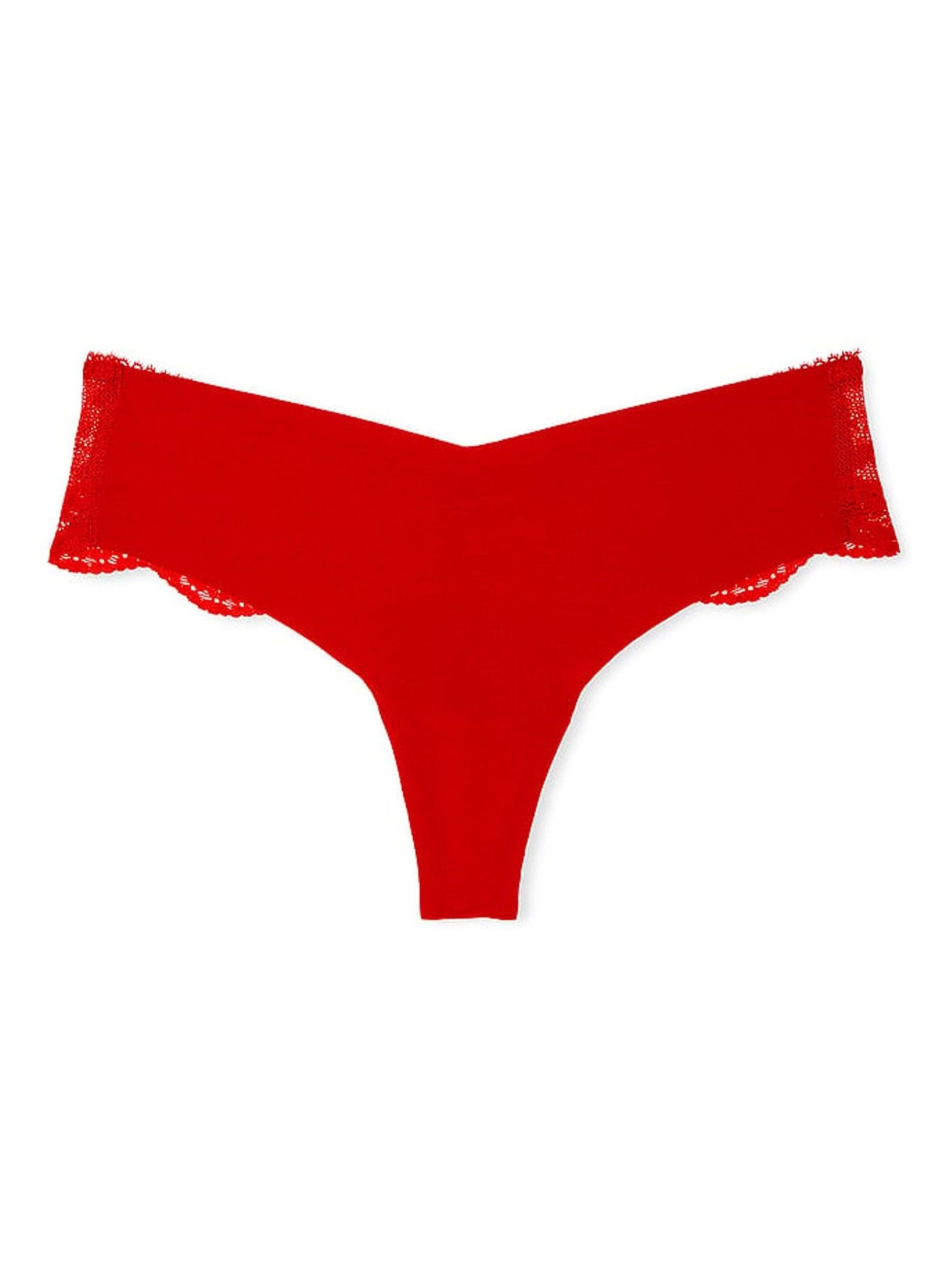 Lipstick Red Thong Heart Mesh Back Knickers - Image 3 of 3