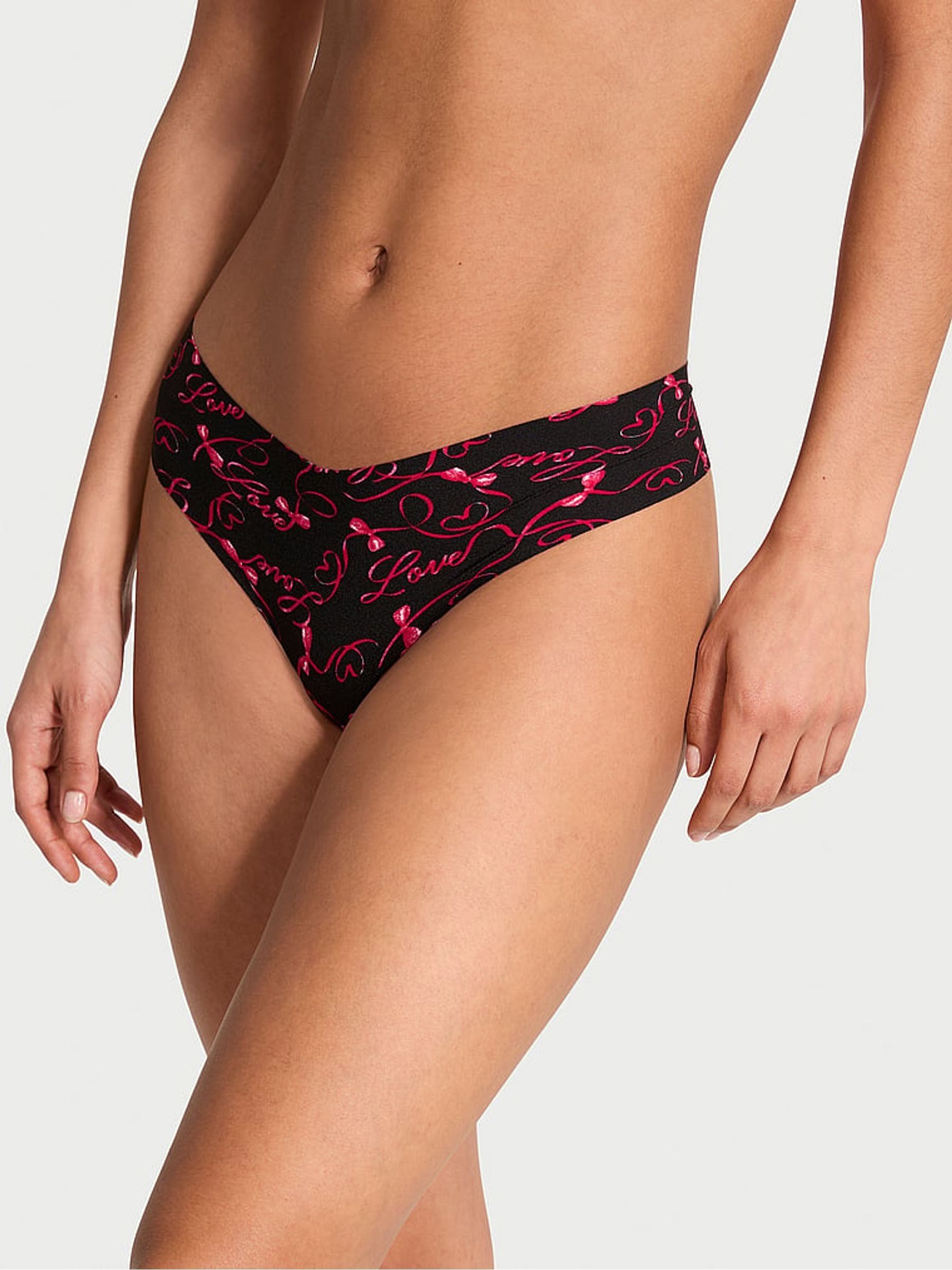Black Love Script Thong Knickers - Image 1 of 3