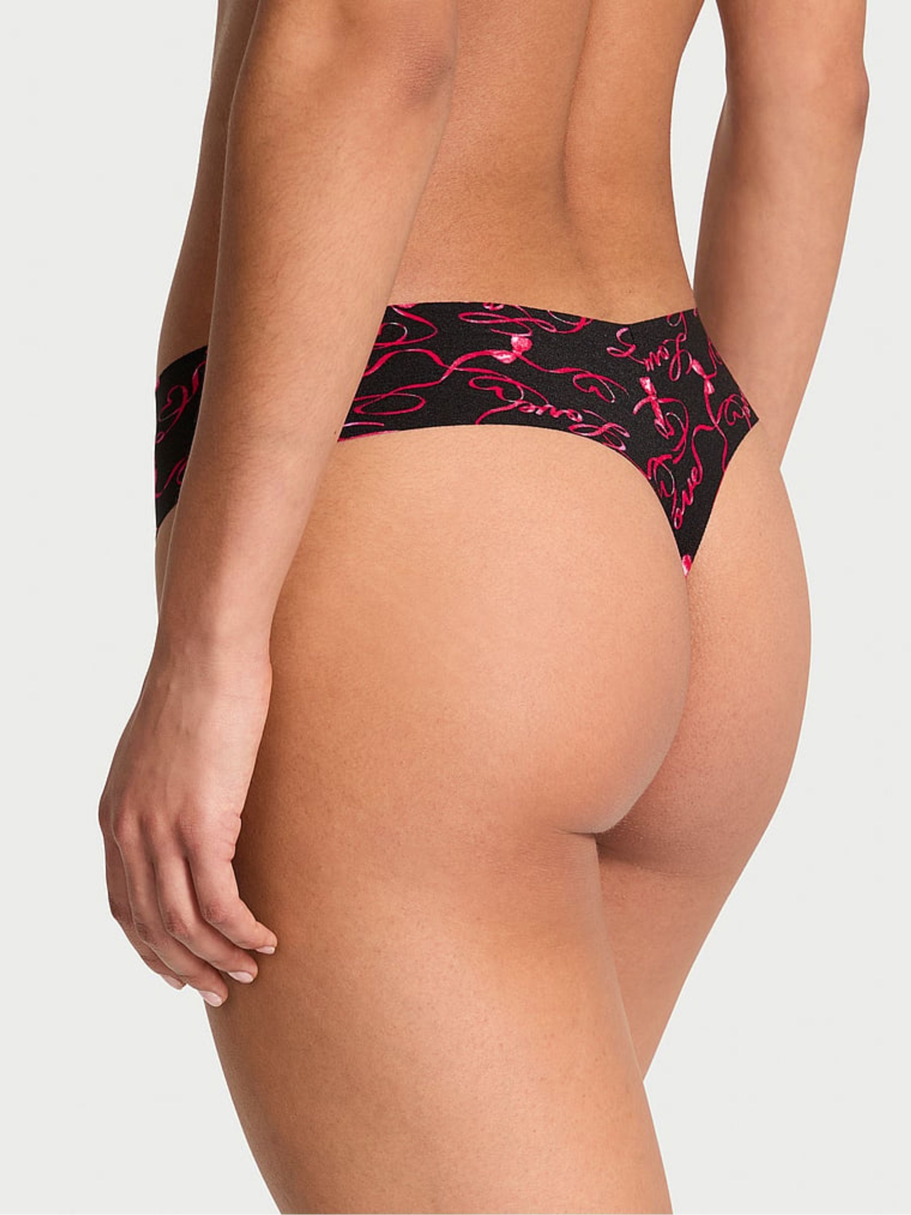 Black Love Script Thong Knickers - Image 2 of 3