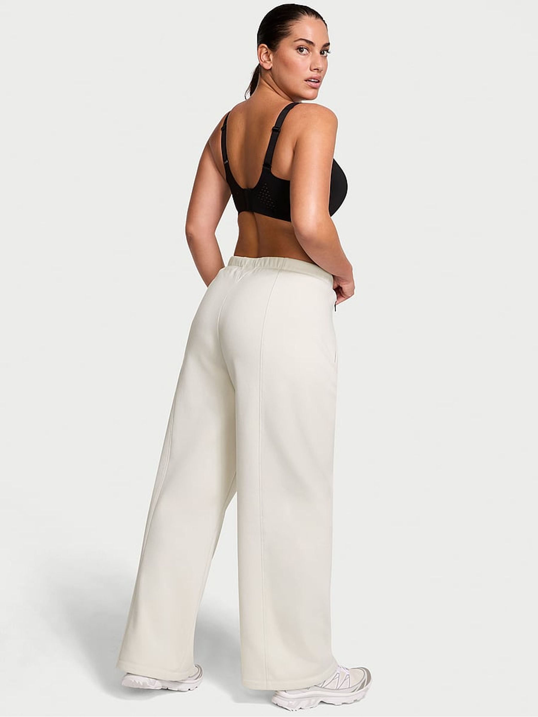 White Fleece Wide Leg Jogger - Image 2 of 4