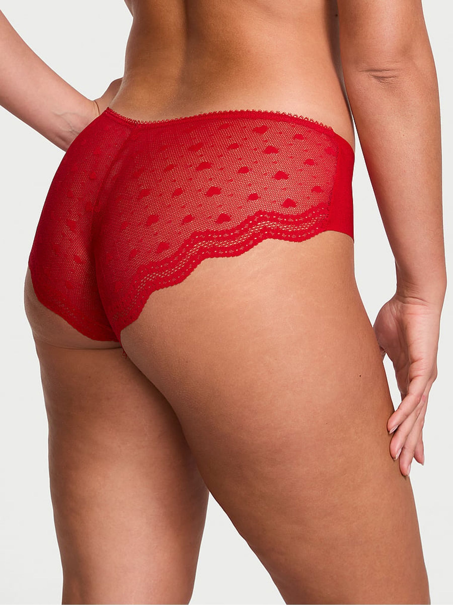 Lipstick Red Hipster Heart Mesh Back Knickers - Image 2 of 3
