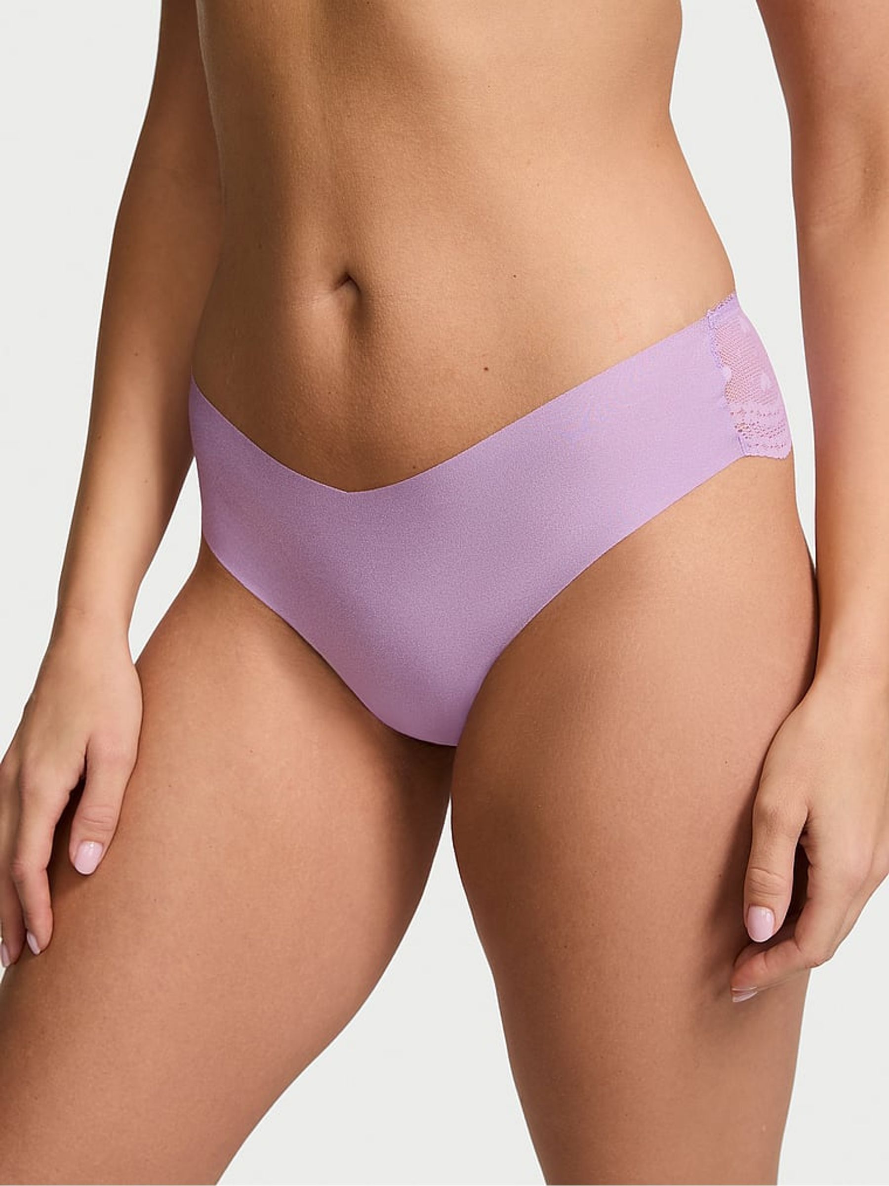 Charmed Violet Purple Thong Heart Mesh Back Knickers - Image 1 of 3