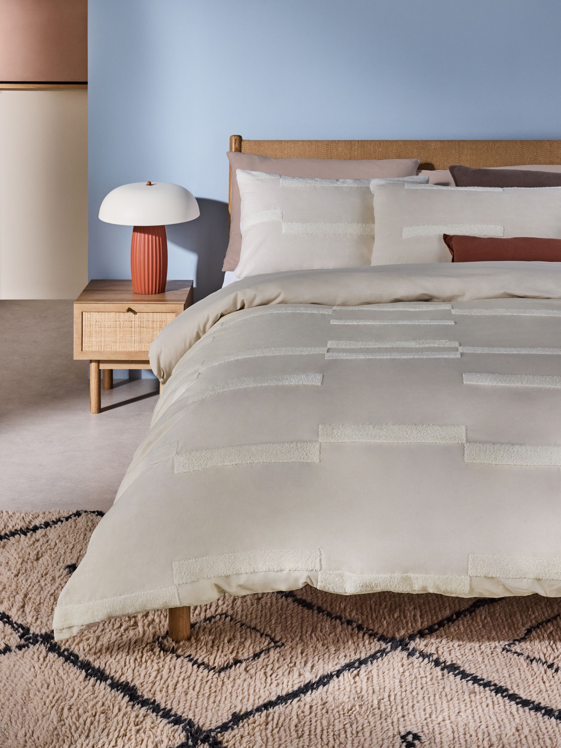 Alban Tufted 100% Cotton Duvet Cover and Pillowcase Set in Natural - Image 1 of 3
