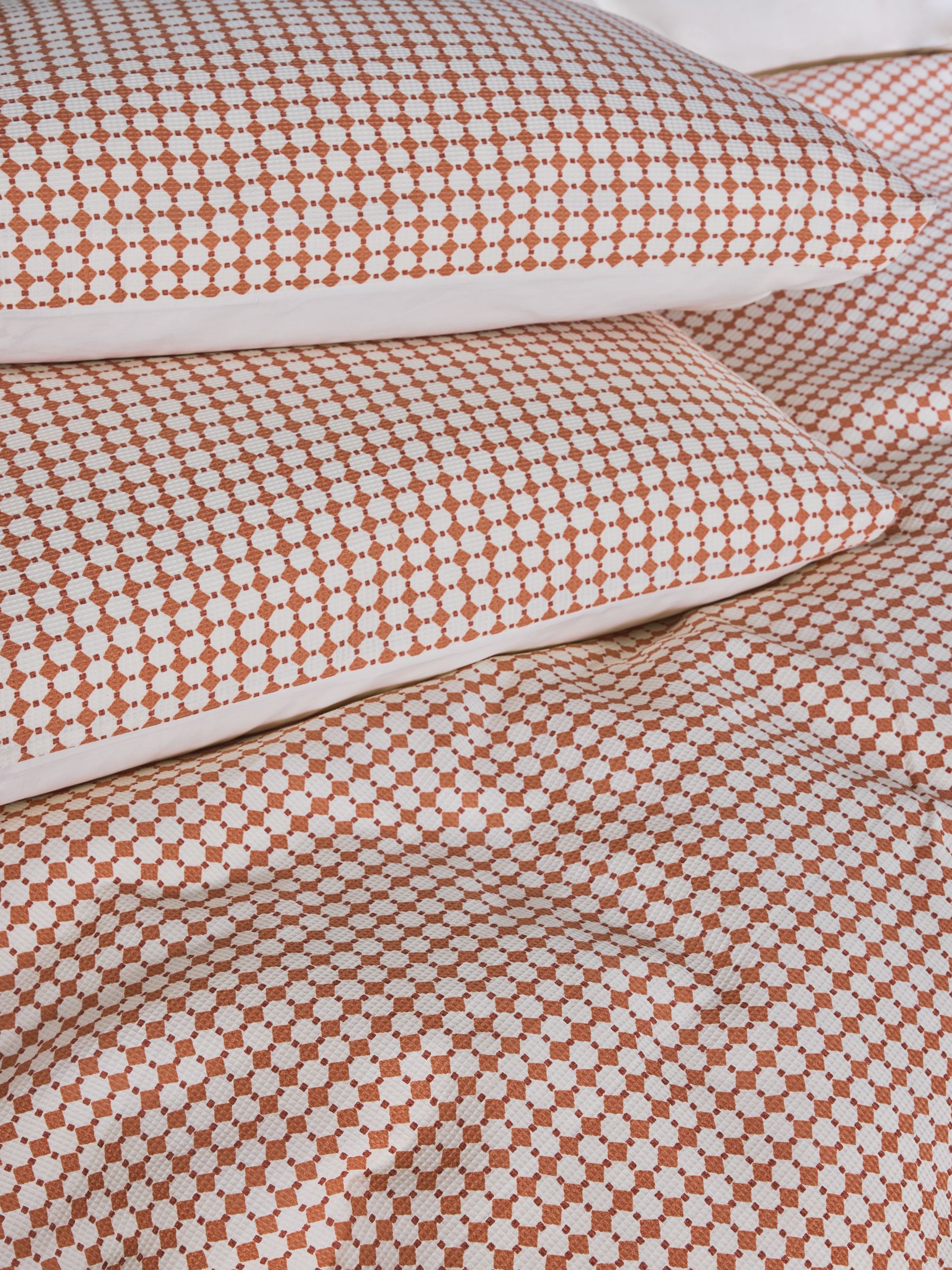 Gabin Waffle 100% Cotton Duvet Cover and Pillowcase Set in Clay - Image 3 of 3