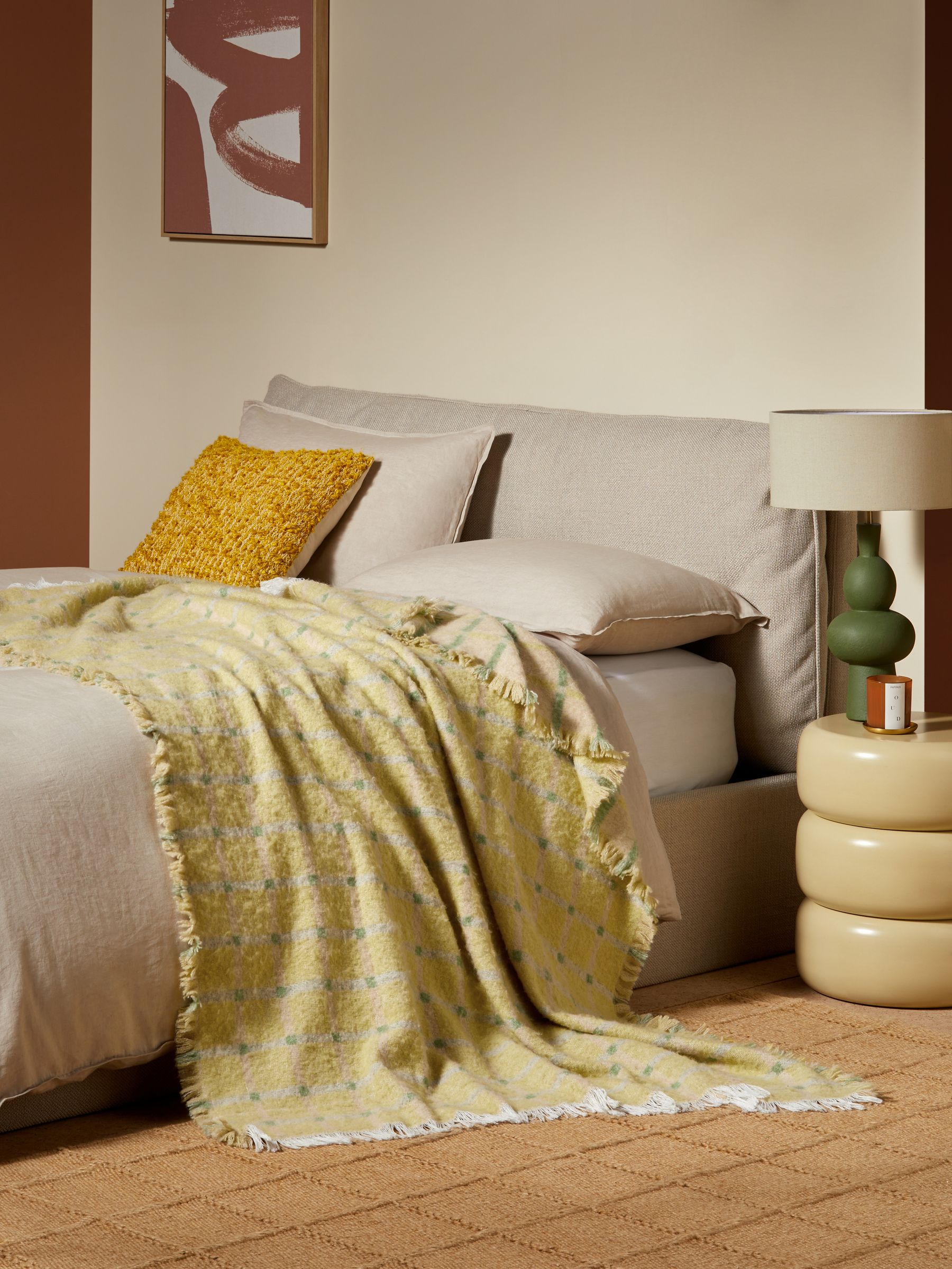 Cale Brushed Throw in Yellow - Image 1 of 4