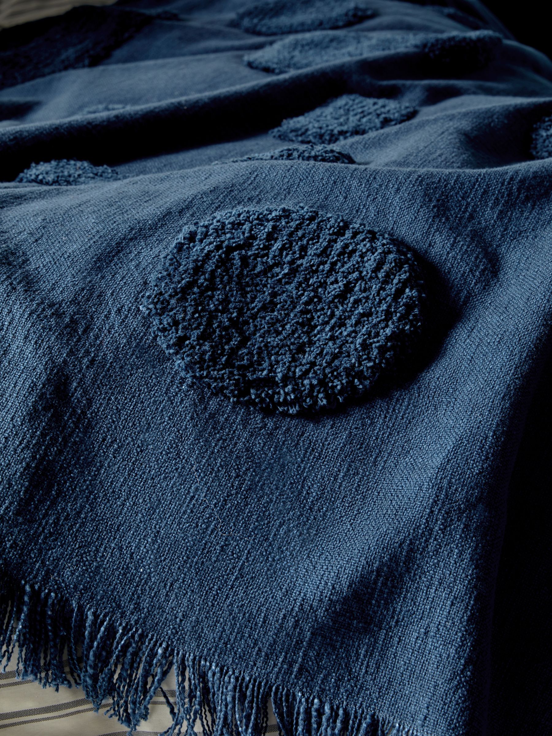 Emil Tufted Throw in Navy - Image 2 of 4