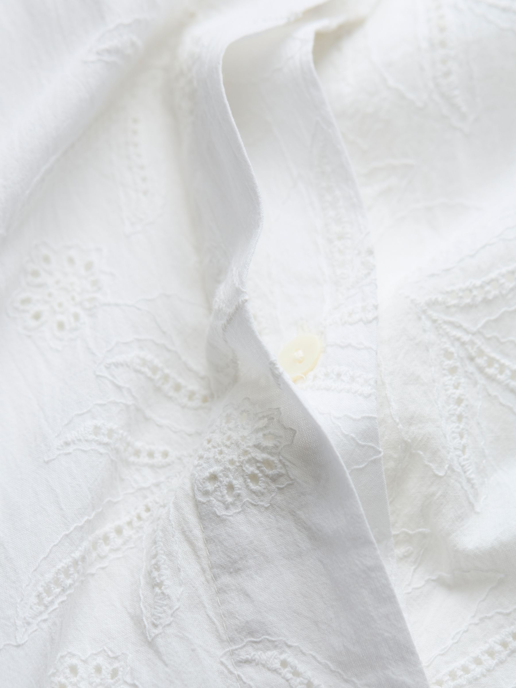 Ivory 100% Cotton Beachwear Broderie Shirt Dress - Image 11 of 11