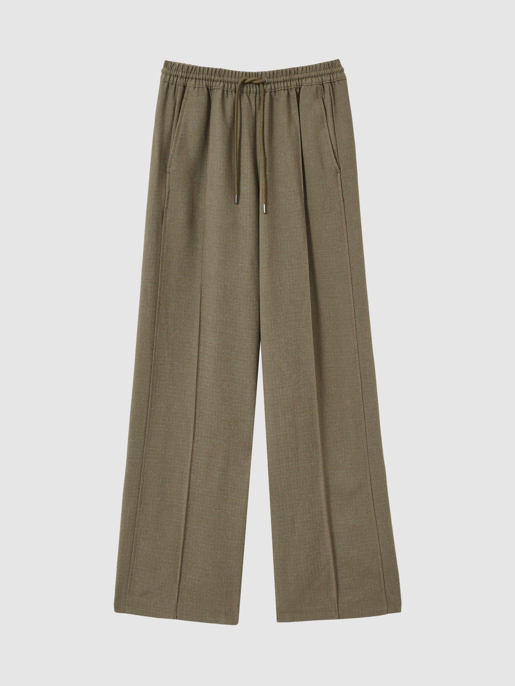 Petite Wide-Leg Drawstring Trousers in Khaki - Image 2 of 7