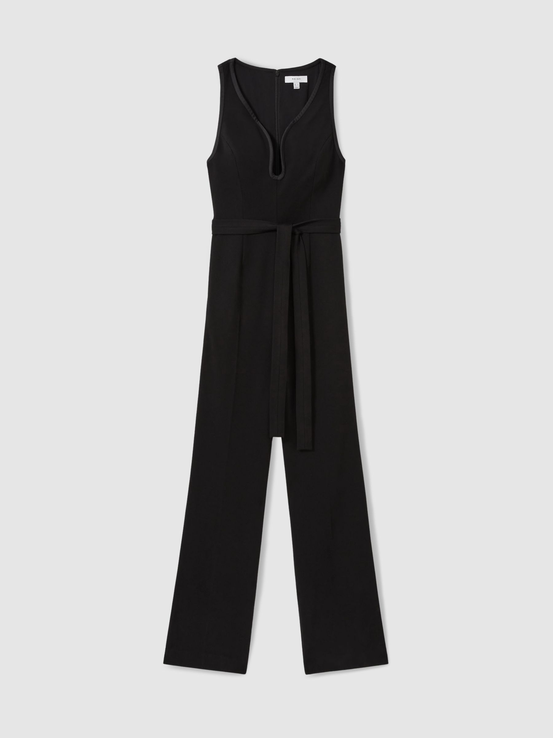 Wide-Leg Sleeveless Jumpsuit With Curved Neckline in Black - Image 2 of 6