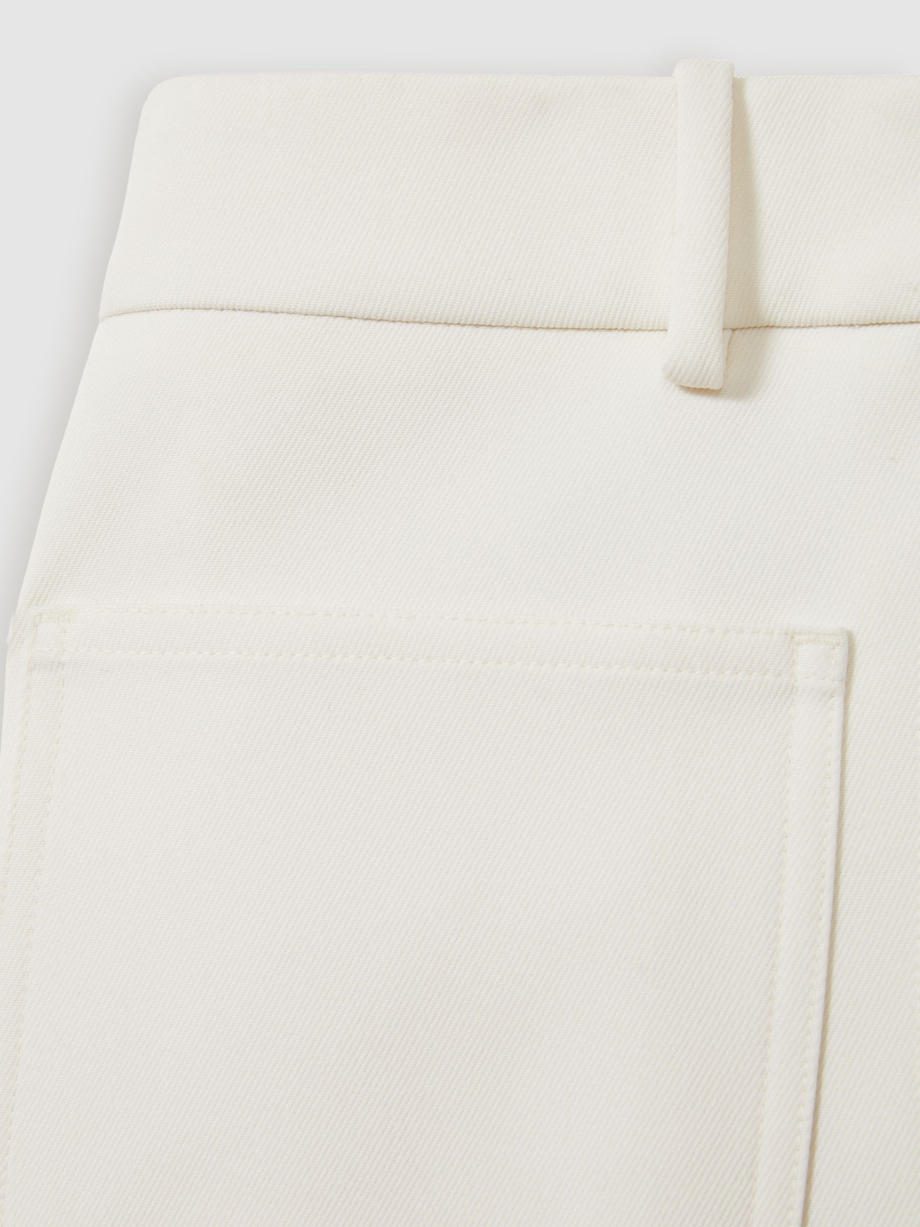 Twill High Rise Flared Trousers in Cream - Image 6 of 6