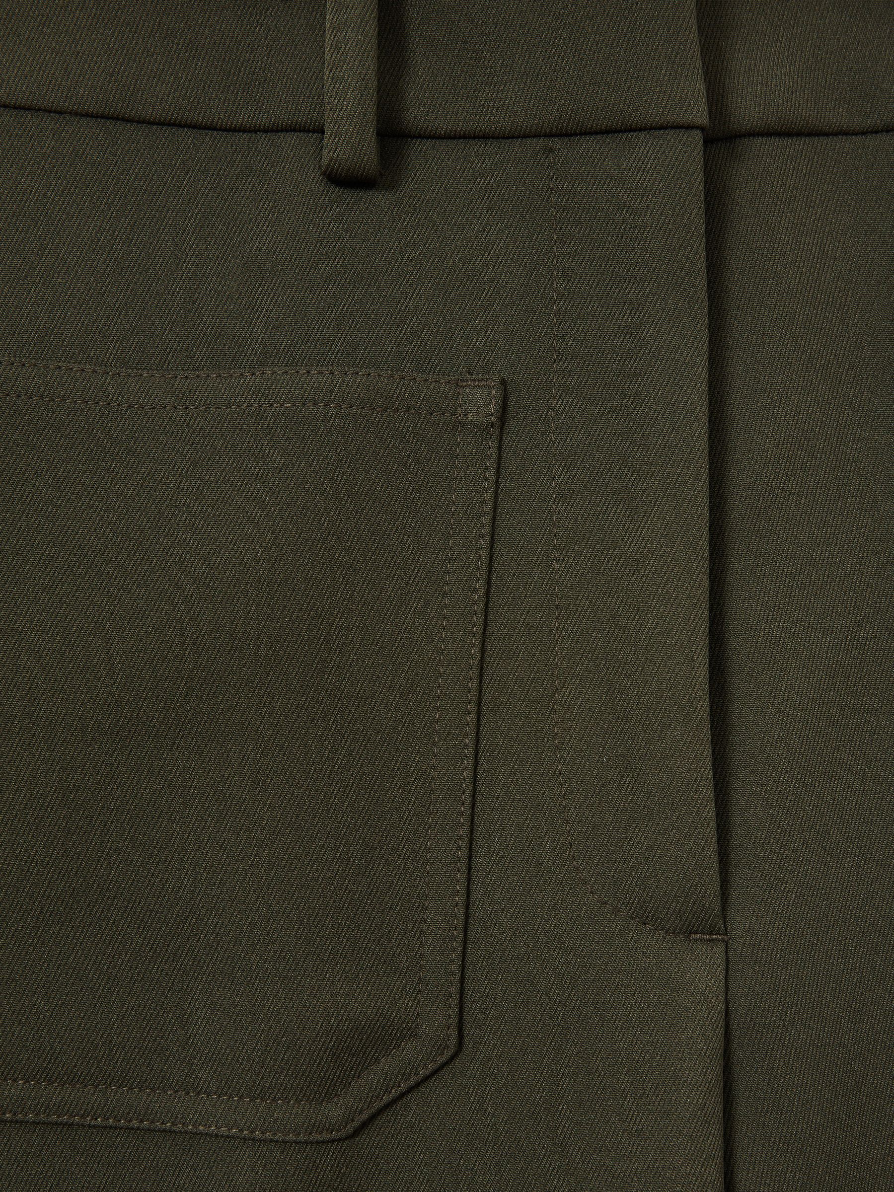 Twill High Rise Flared Trousers in Green - Image 6 of 6