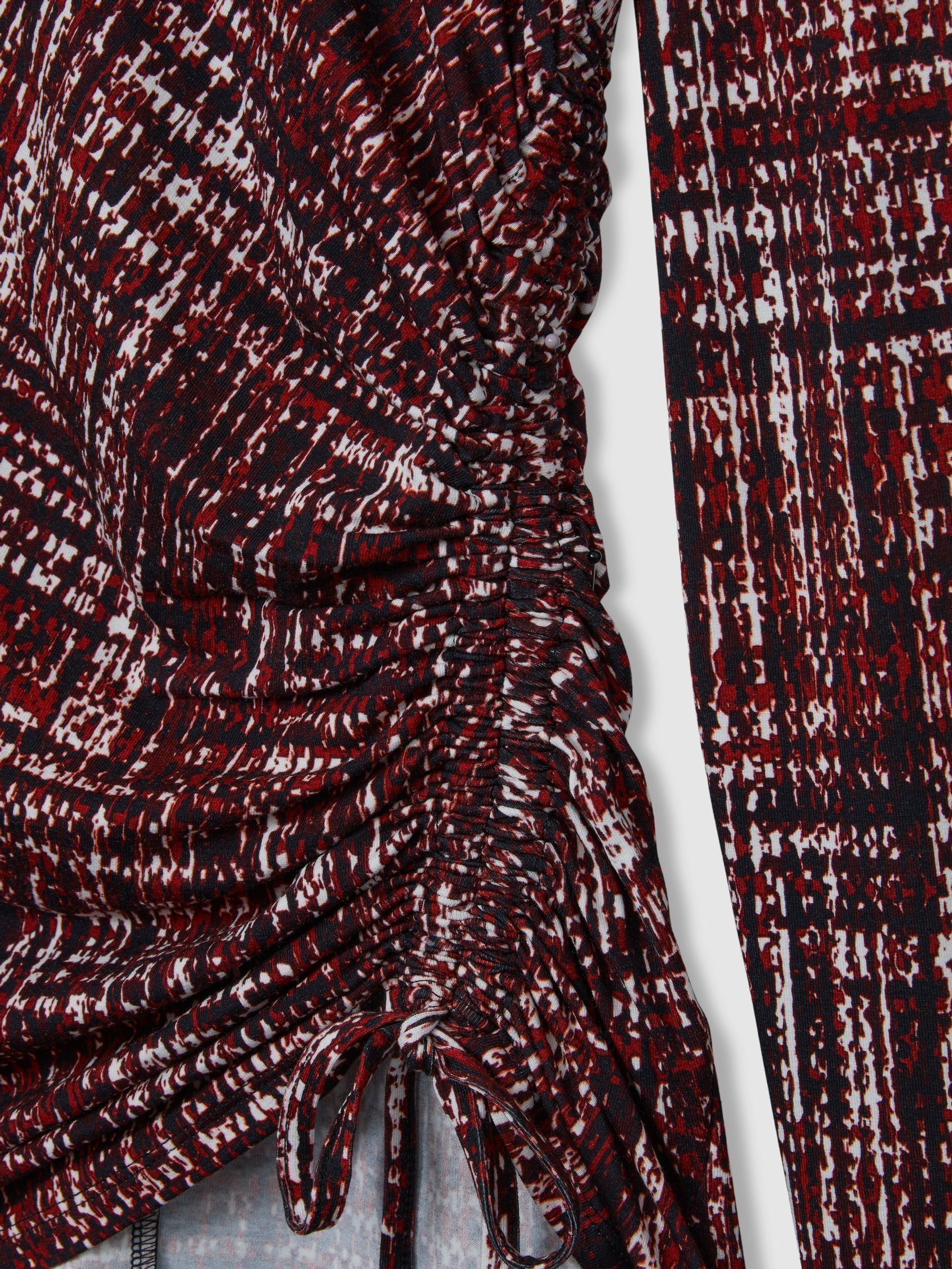 Abstract-Print Ruched-Jersey Top in Red - Image 7 of 7