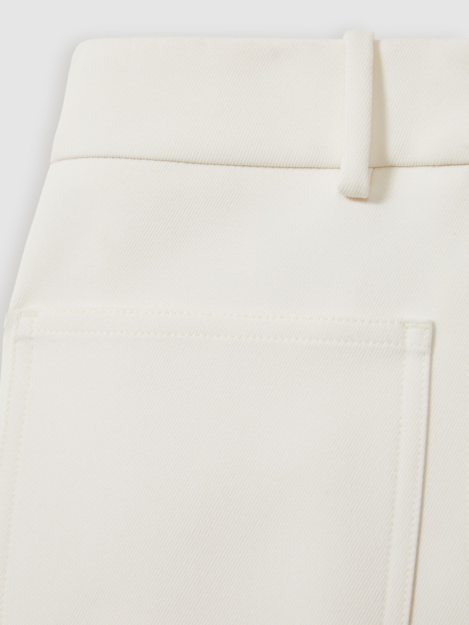 Petite Twill Patch-Pocket Flared Trousers in Cream - image 3