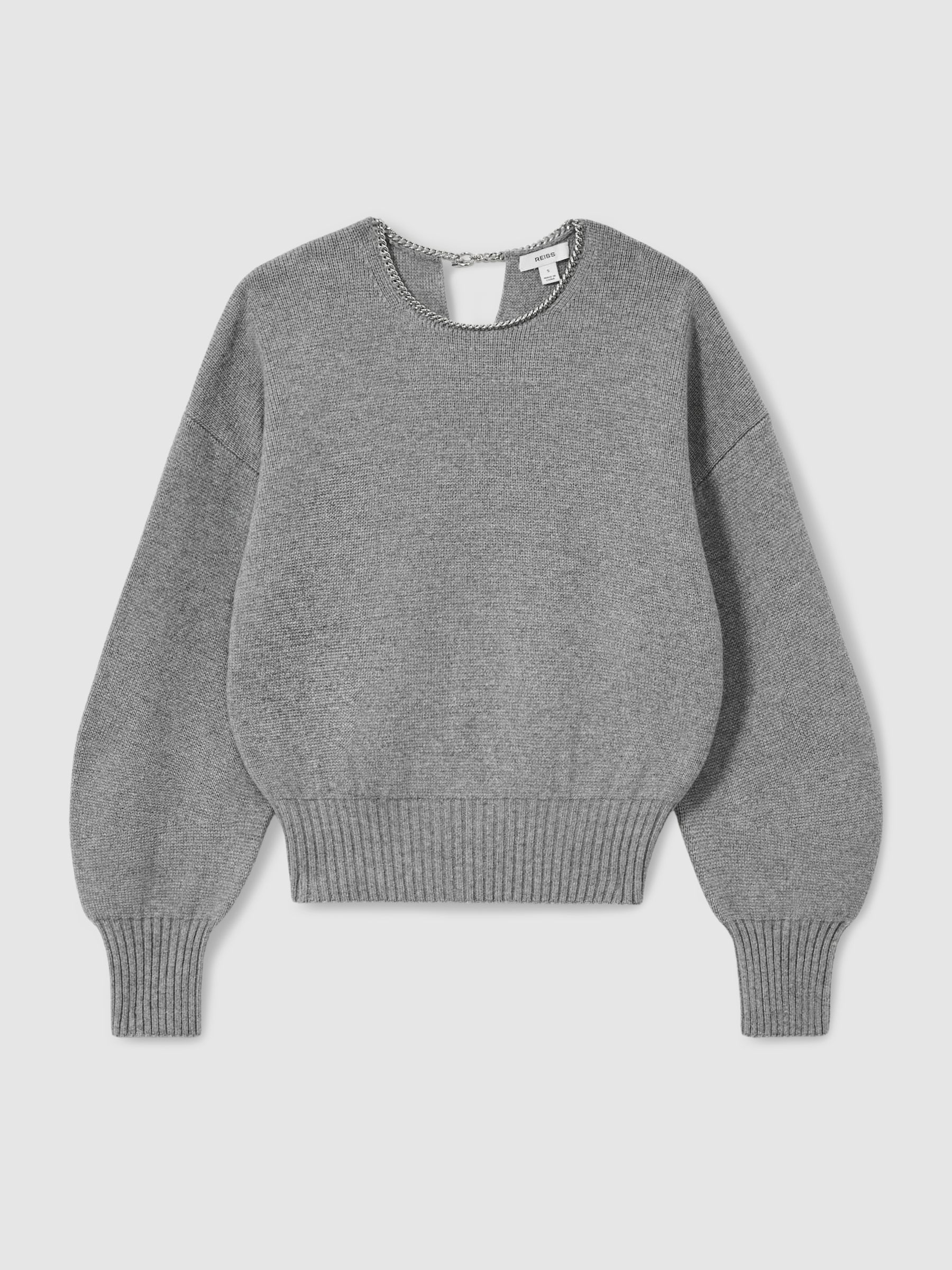 Chain-Necklace Jumper With Cashmere in Grey - Image 2 of 7