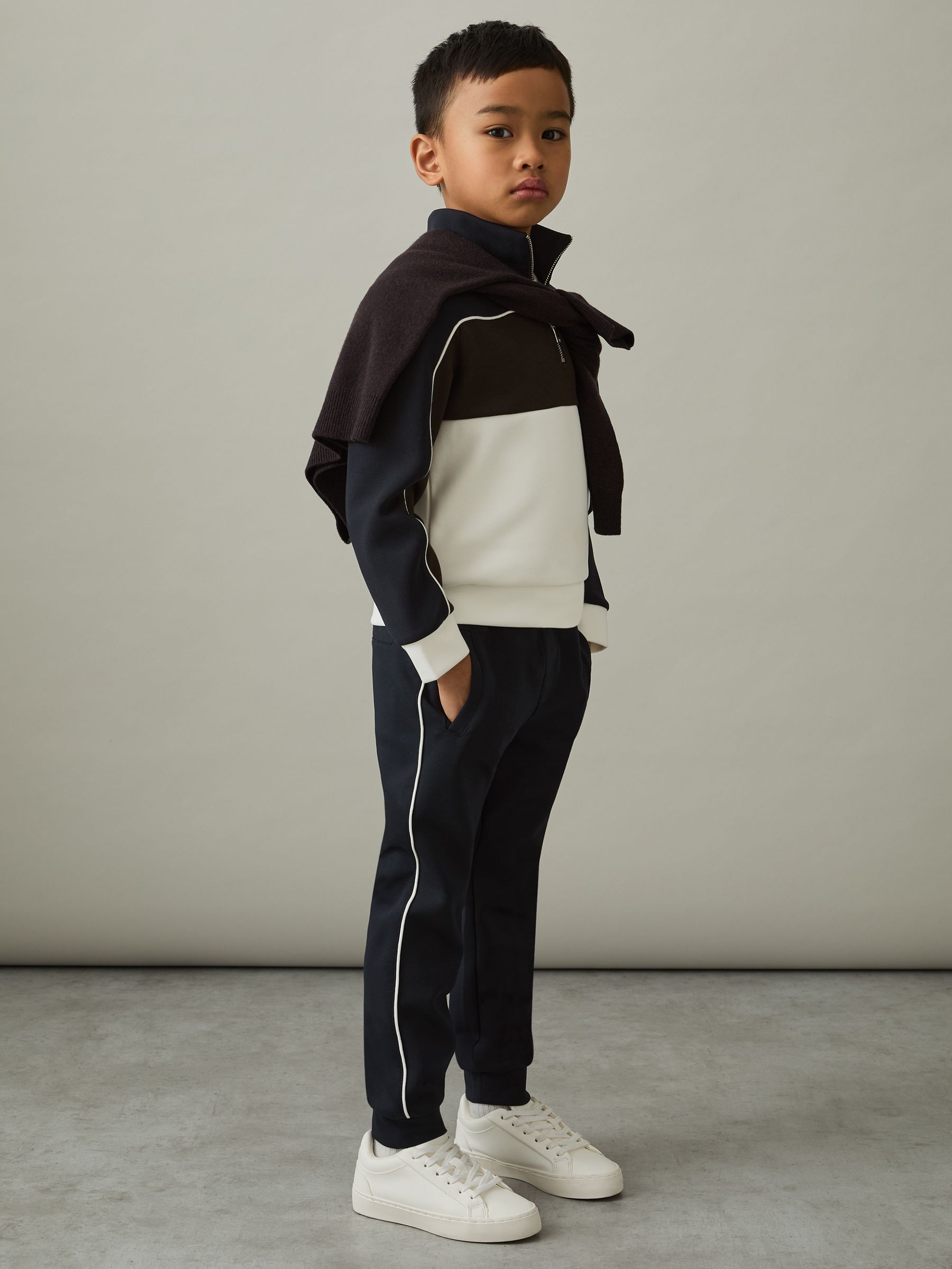 3-9 yrs Joggers in Navy/ Off White - Image 1 of 4