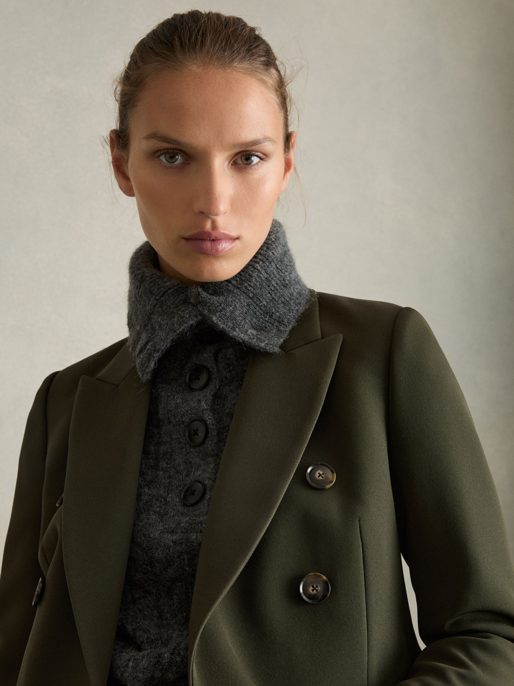 Twill Double-Breasted Blazer in Green - Image 4 of 6