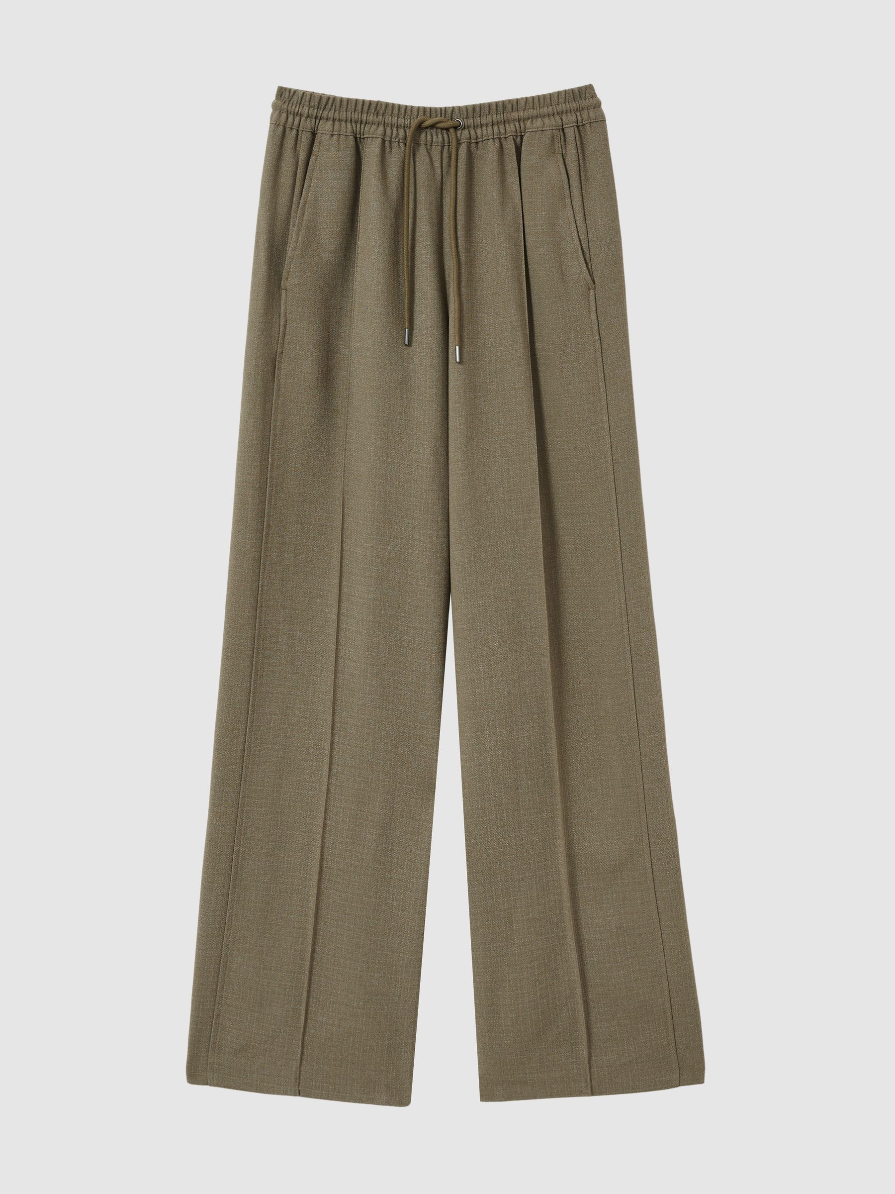 Wide-Leg Drawstring Trousers in Khaki - Image 2 of 6