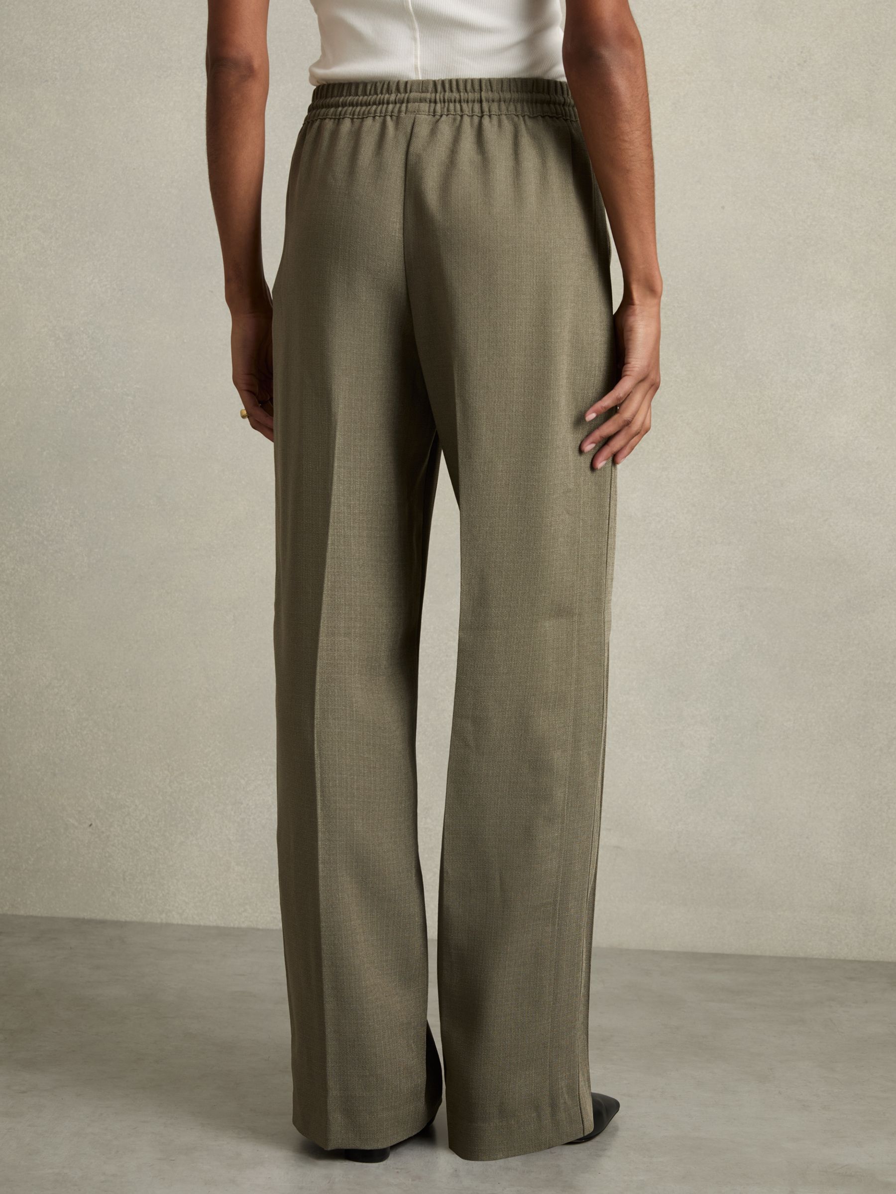 Wide-Leg Drawstring Trousers in Khaki - Image 5 of 6