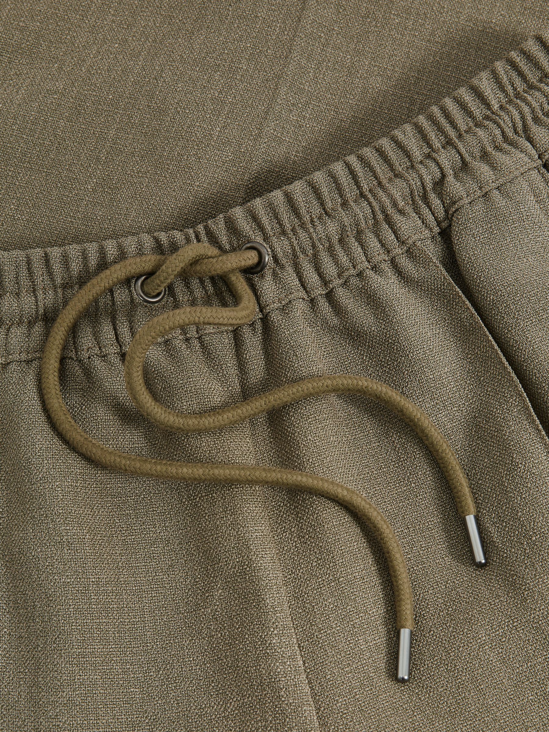 Wide-Leg Drawstring Trousers in Khaki - Image 6 of 6
