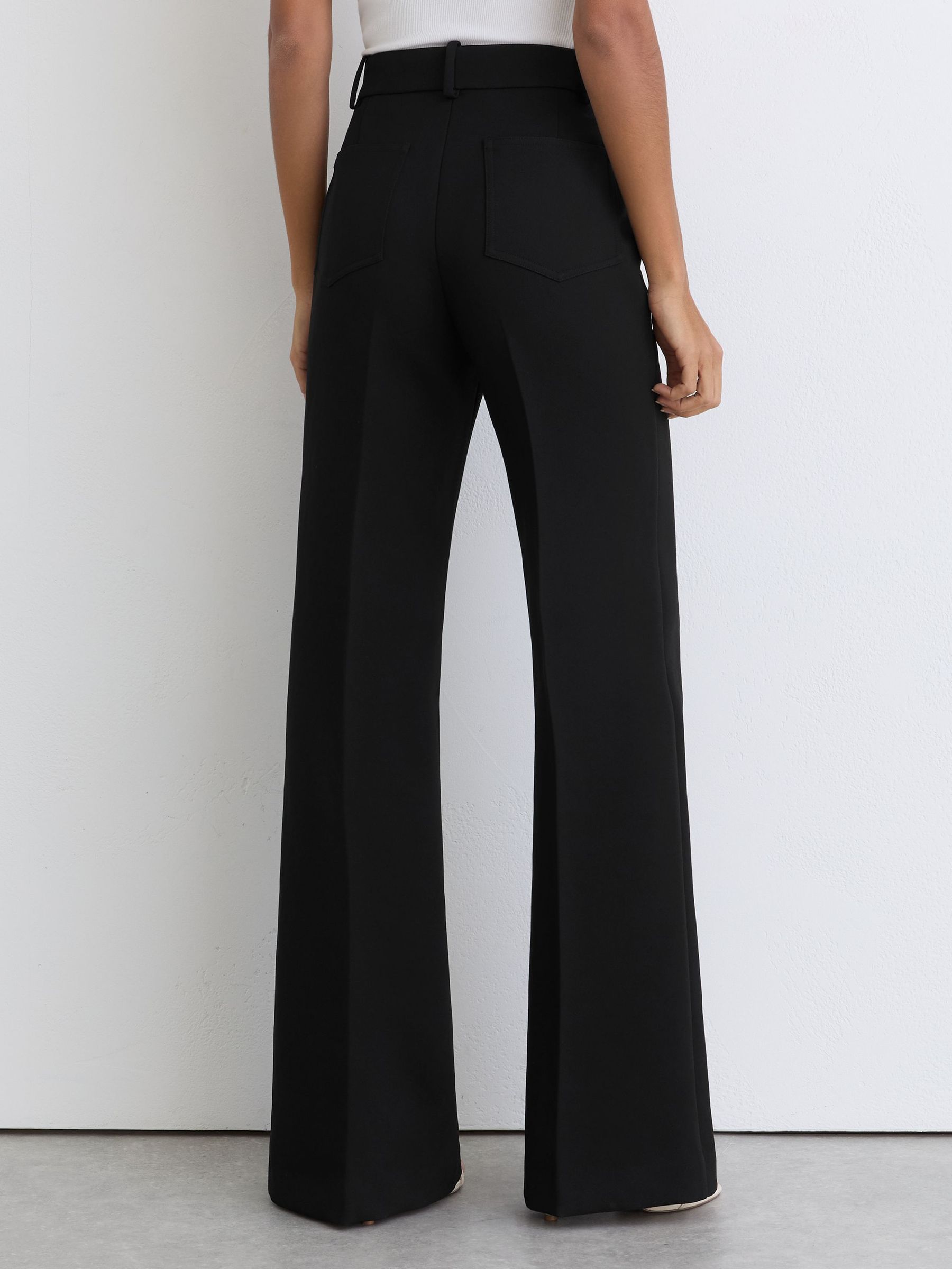 Twill Patch-Pocket Flared Trousers in Black - image 5