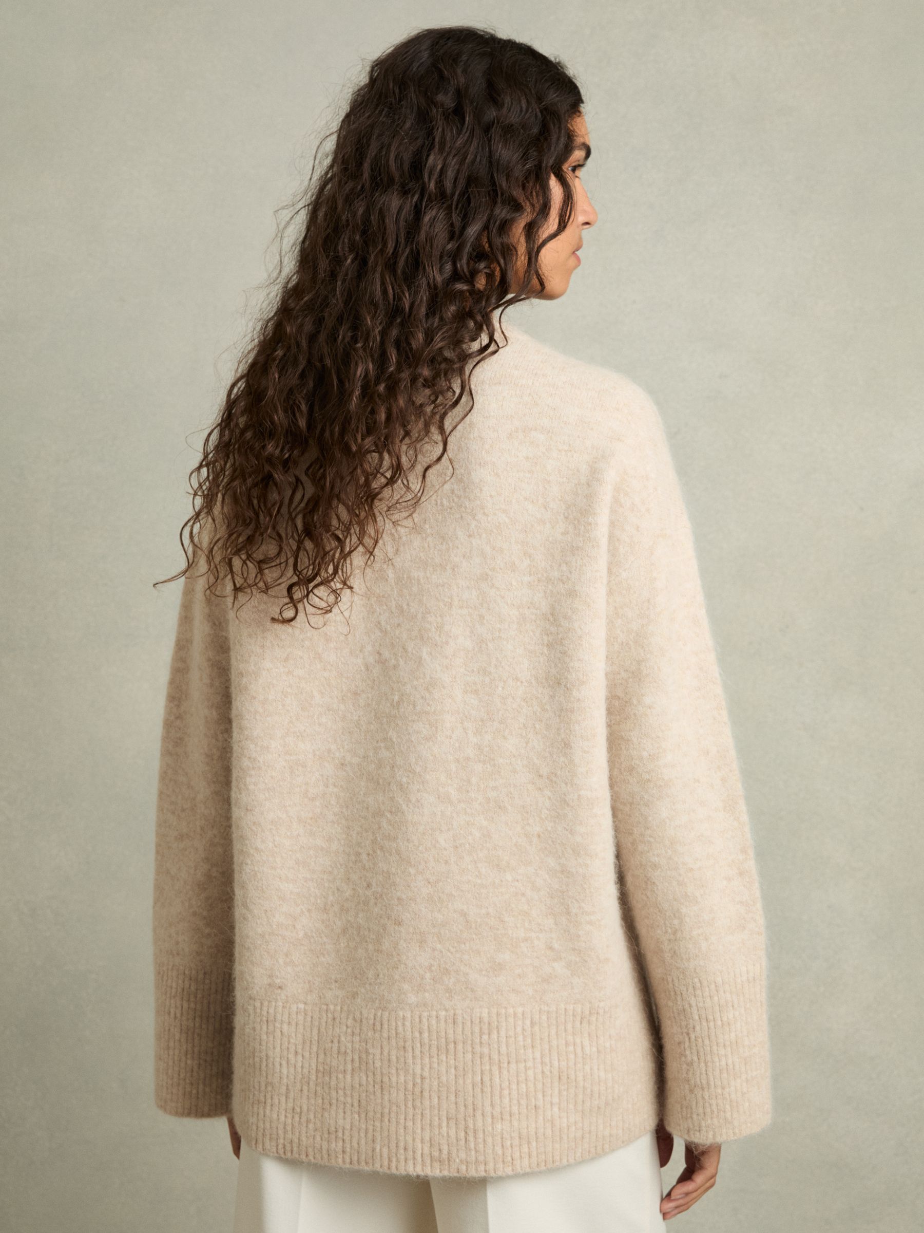 Brushed Crew-Neck Jumper With Alpaca Wool in Neutral - Image 5 of 8
