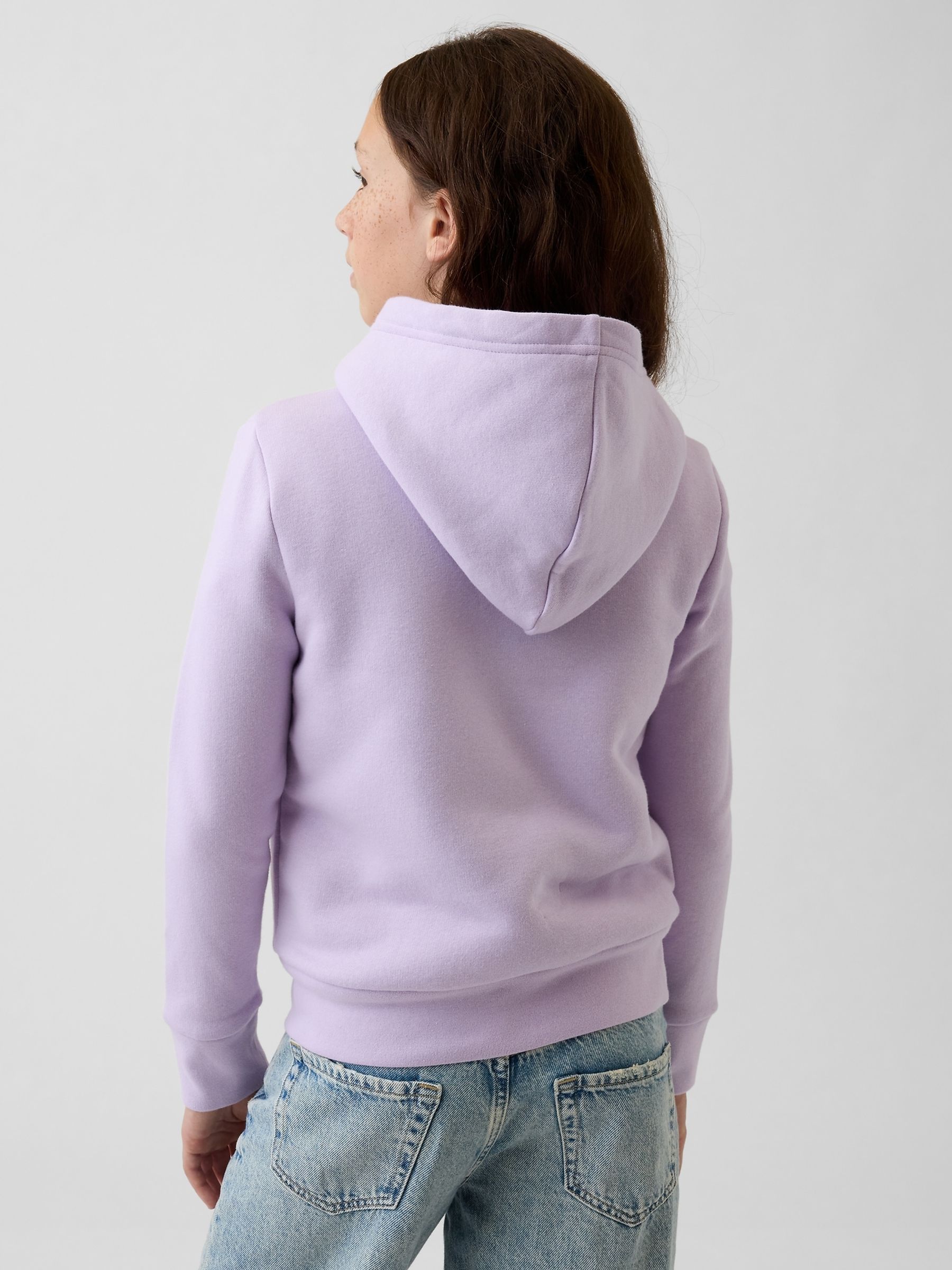 Lilac Purple Bow Sherpa-Lined Logo Zip-Up Hoodie - Image 2 of 5