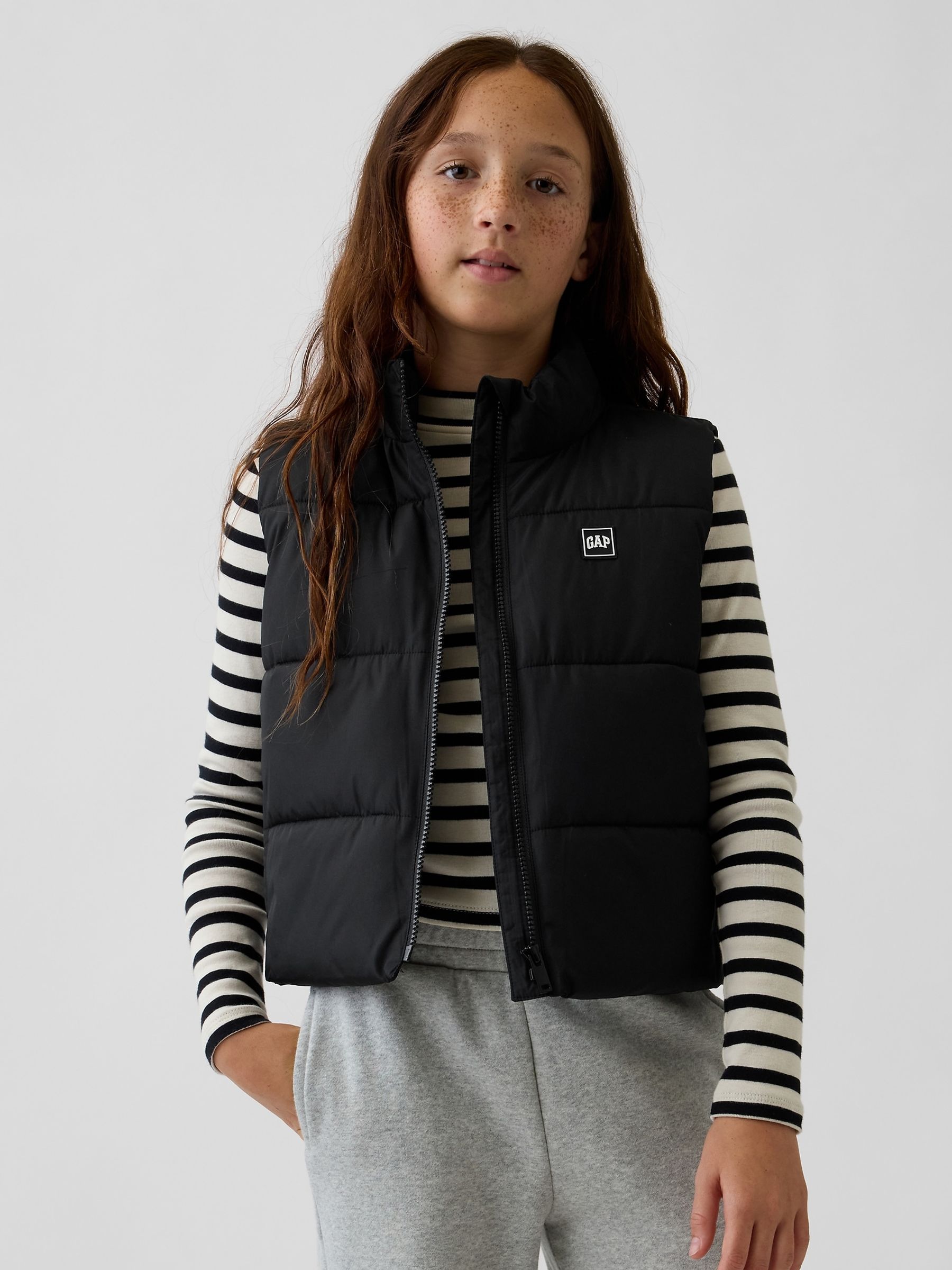 Black Relaxed Puffer Vest - Image 1 of 5