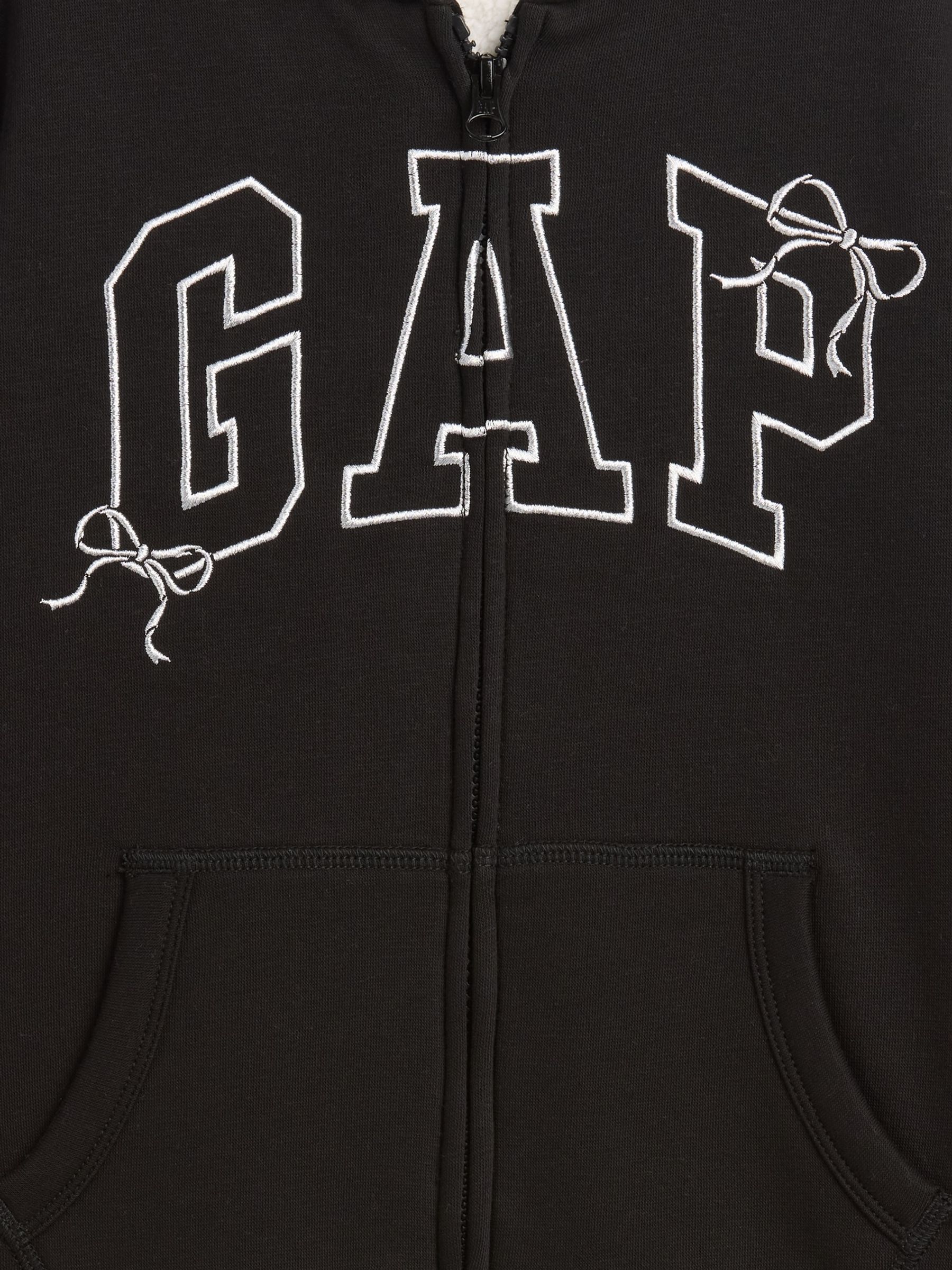 Black Sherpa-Lined Logo Zip-Up Hoodie - Image 3 of 3