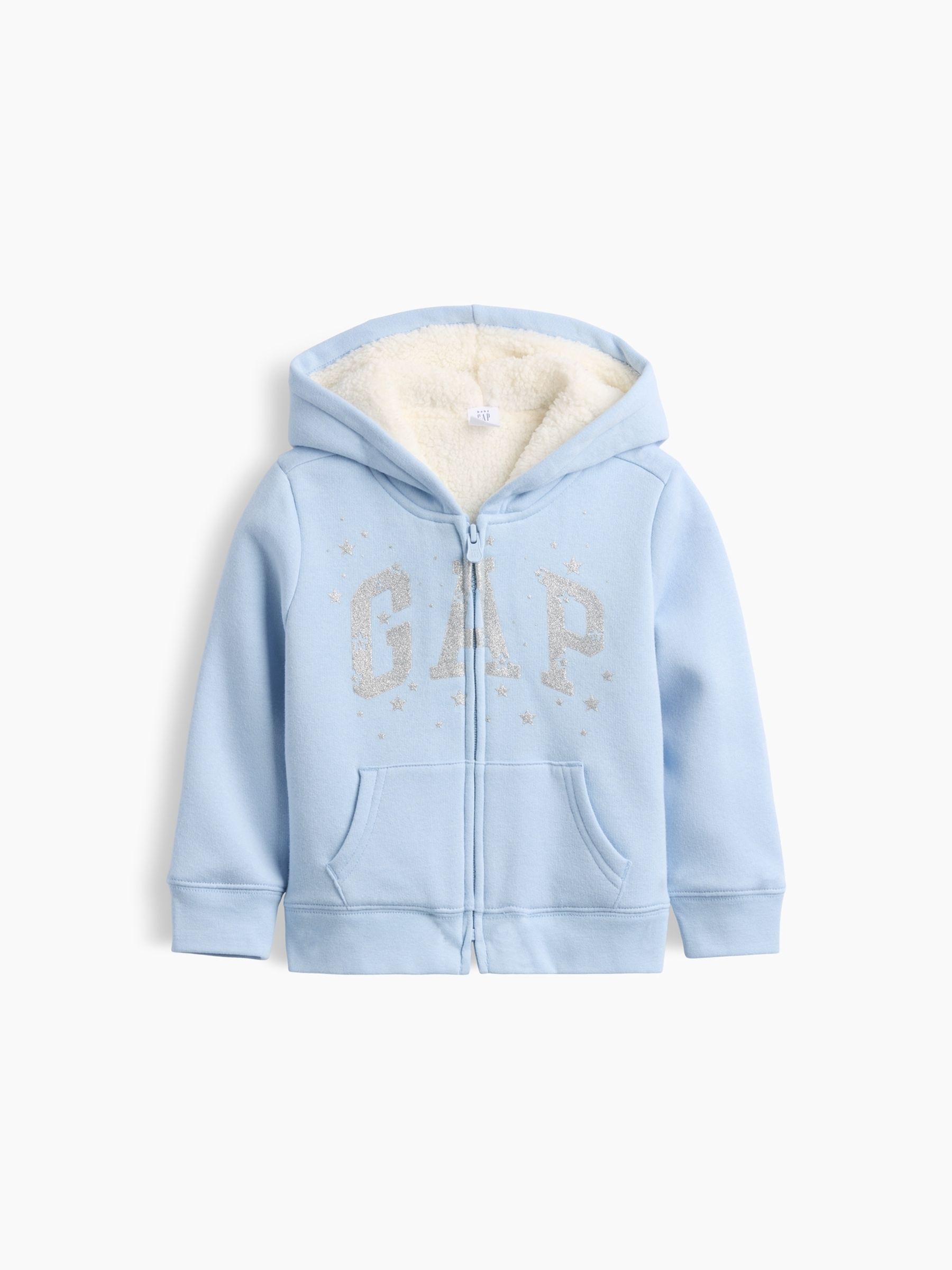 Blue Sherpa-Lined Logo Zip-Up Hoodie - Image 1 of 2